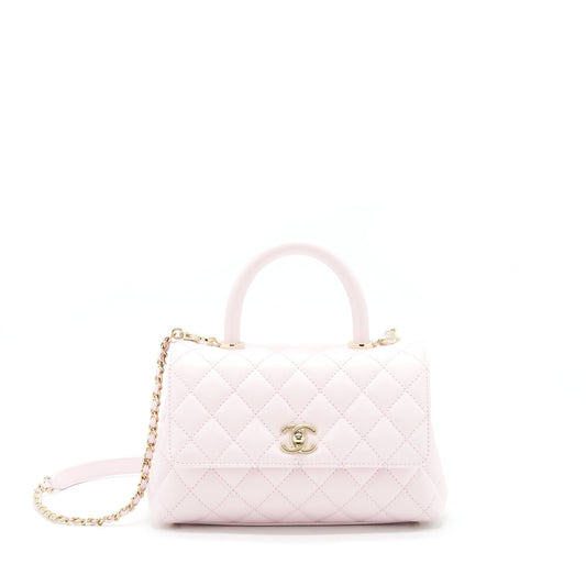 Chanel 22P Coco Handle Caviar Light LGHW Pink Small Handbag Microchip 1