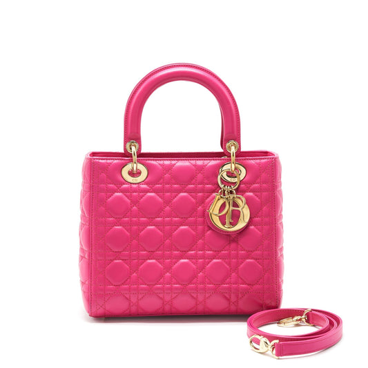 Dior Lady Purse Handbag Pink Medium Travel Bag