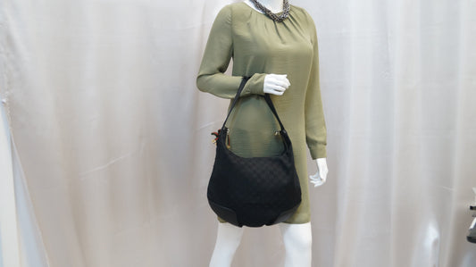 Gucci Princy Hobo Bag Canvas Black Travel Bag