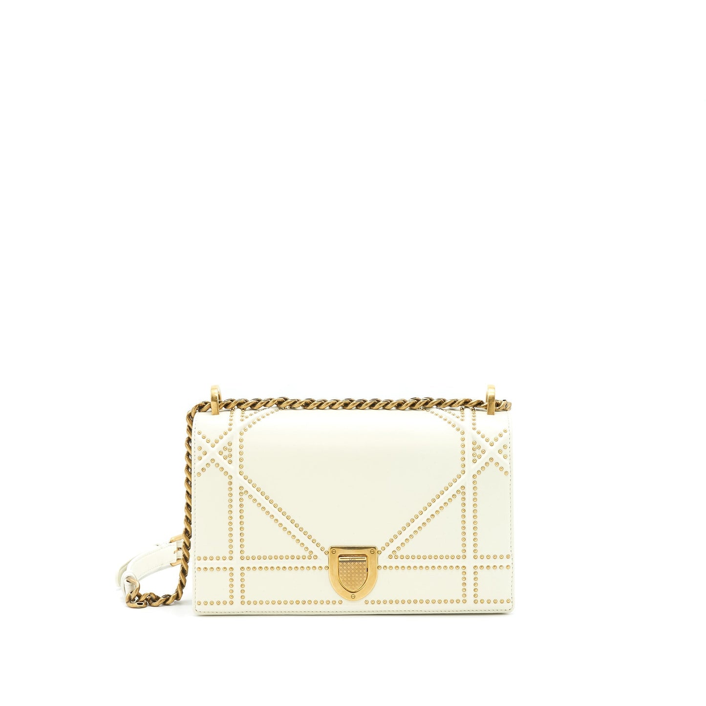 Dior Studded ama Handbag White Medium Travel Bag