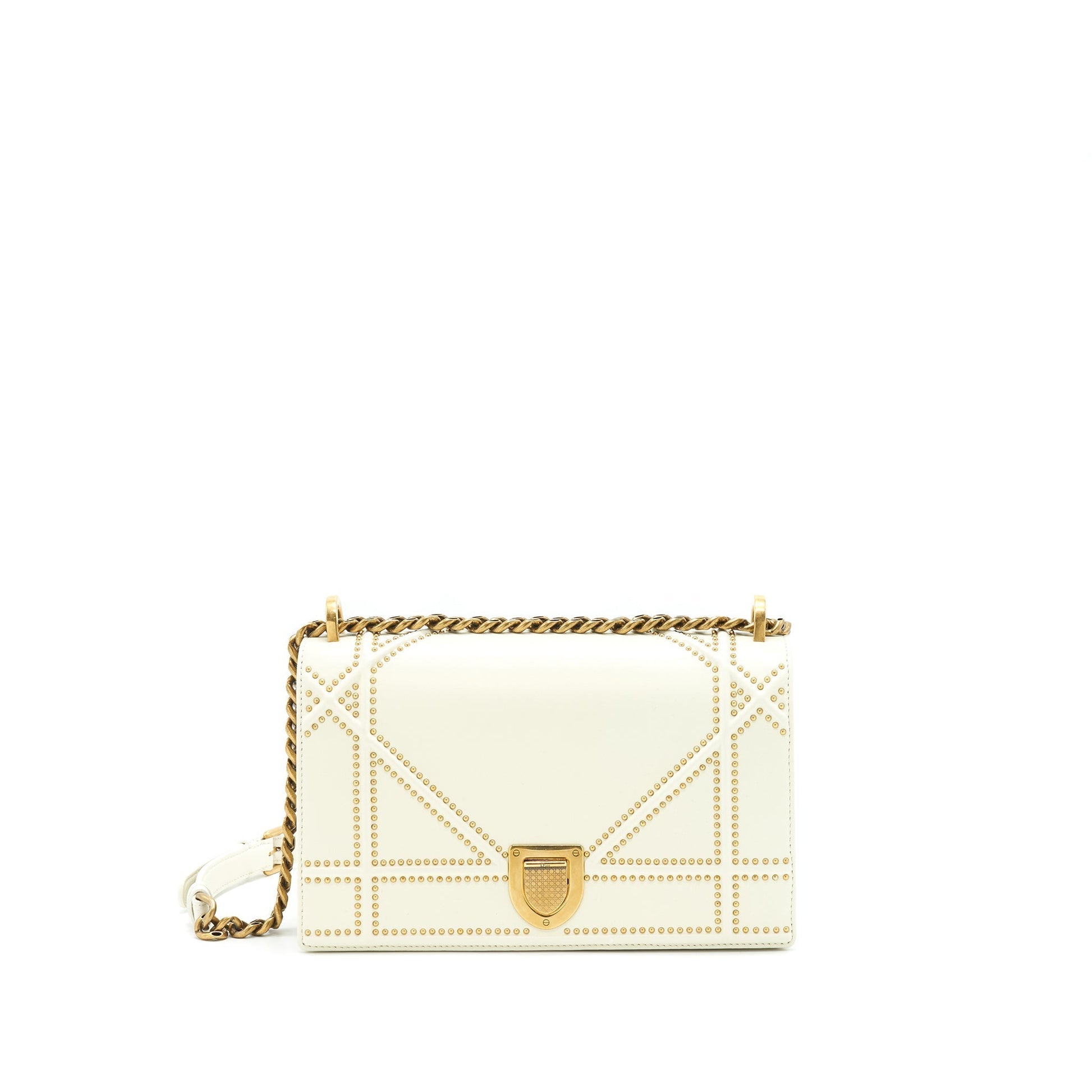Dior Studded ama Handbag White Medium Travel Bag