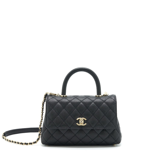 Chanel 22P Coco Handle Caviar LGHW Microchip Black Small Handbag