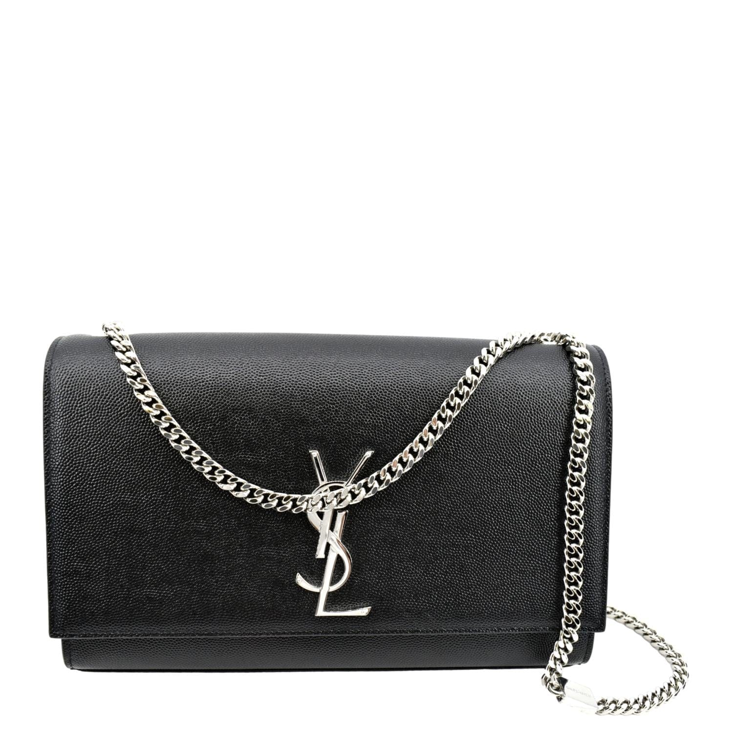 YSL Saint Laurent Saint Kate Grain De Poudre Crossbody Bag Leather Black