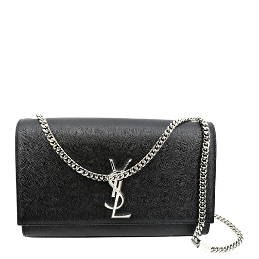 YSL Saint Laurent Saint Kate Grain De Poudre Crossbody Bag Leather Black