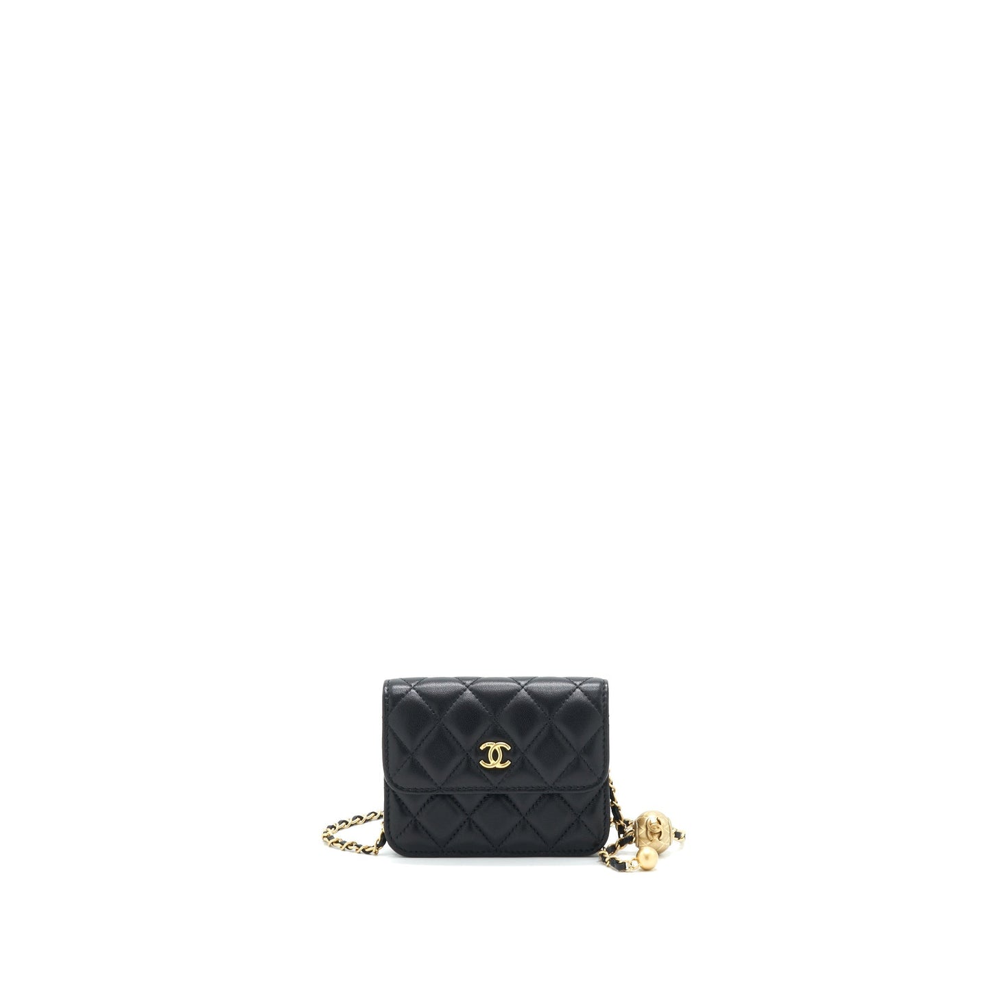 Chanel pearl crush Belt GHW serial 30 Black