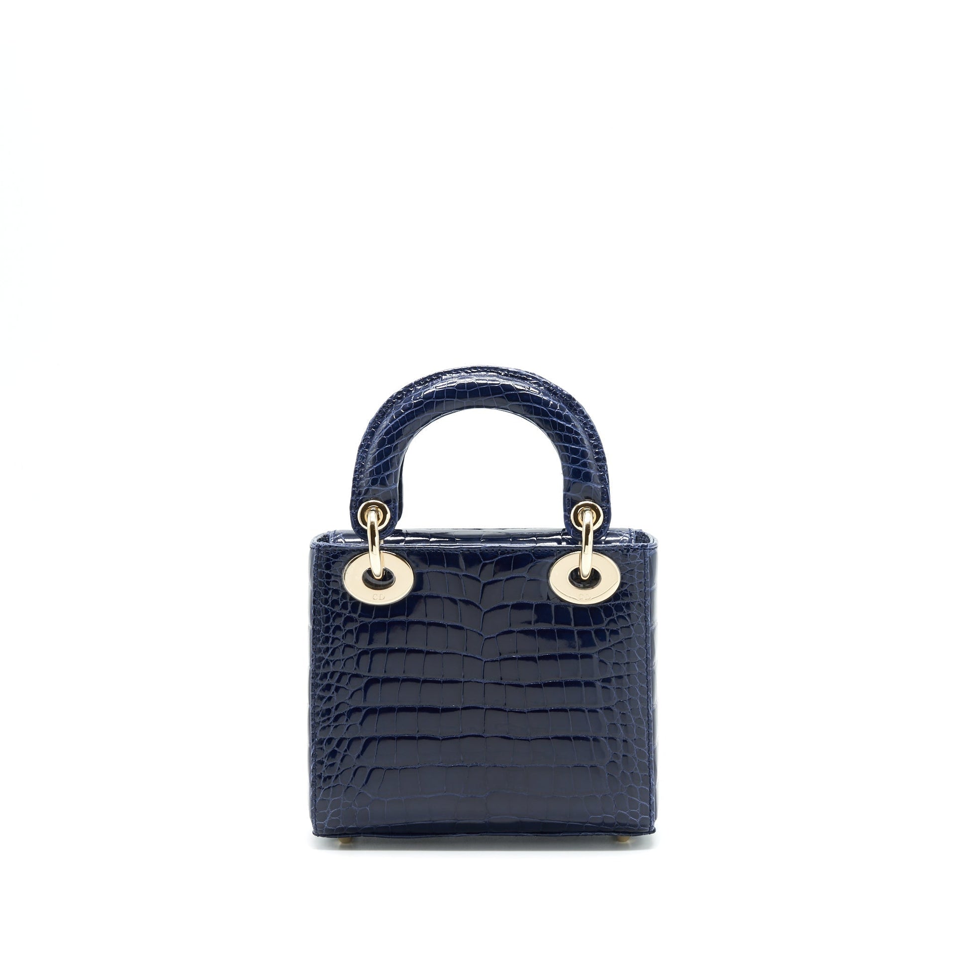 Dior Christian Lady Alligator Oil Handbag Blue Mini Travel Bag