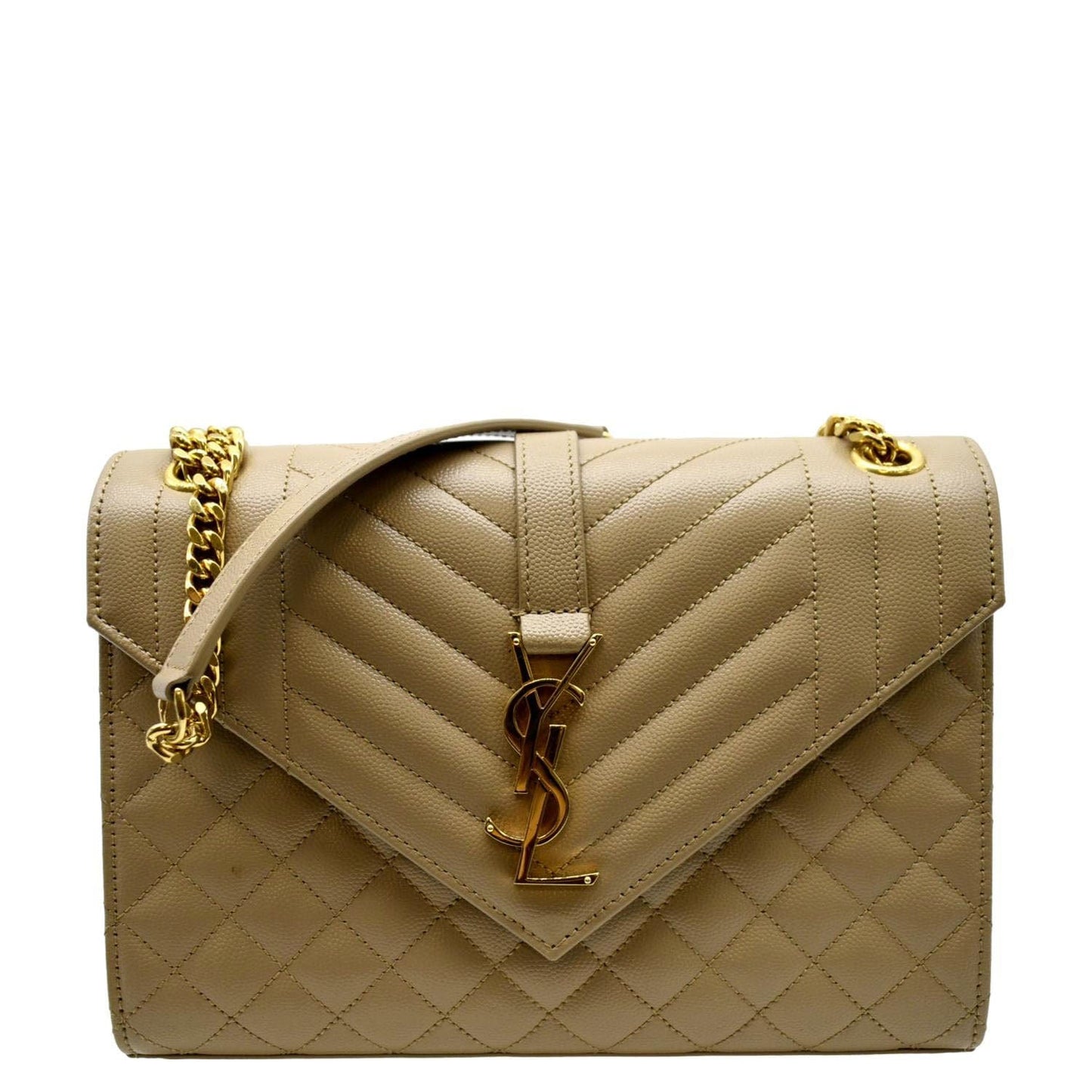 YSL Saint Laurent Saint Envelope Flap Shoulder Bag Leather Matelasse Envelope Flap