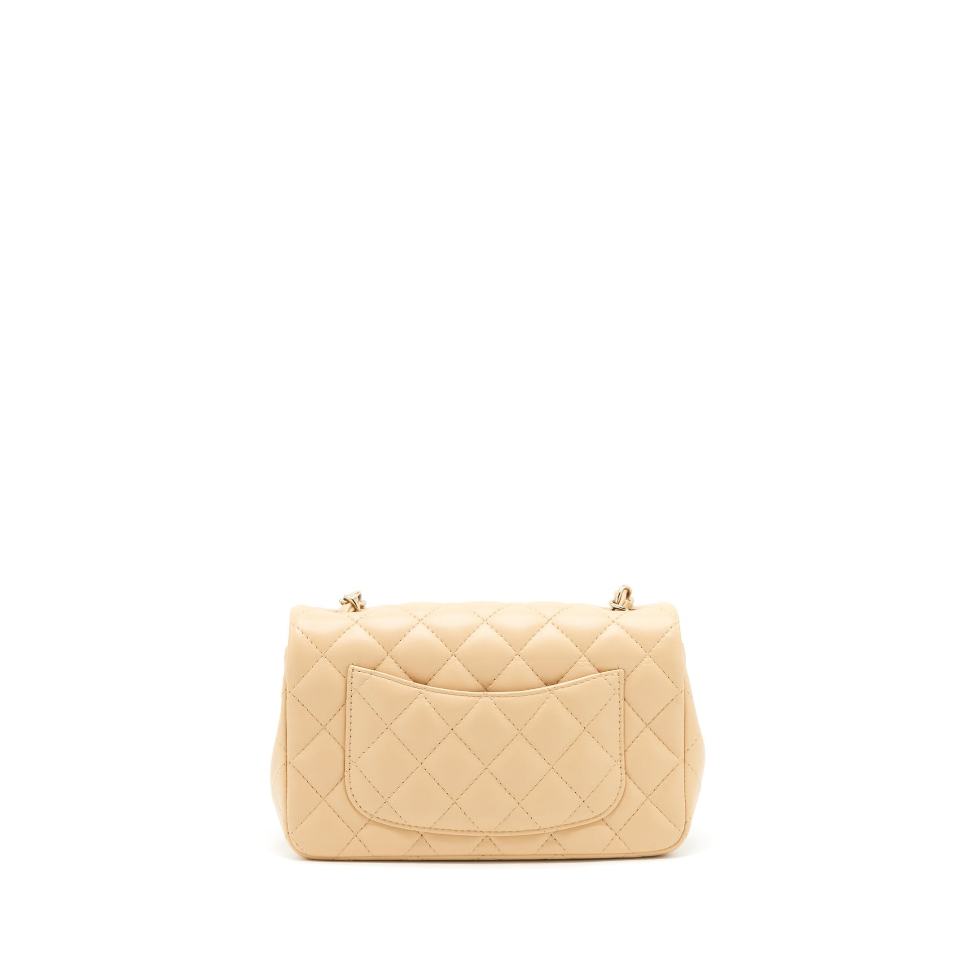 Chanel Rectangular Lambskin LGHW Microchip Beige Mini Bag