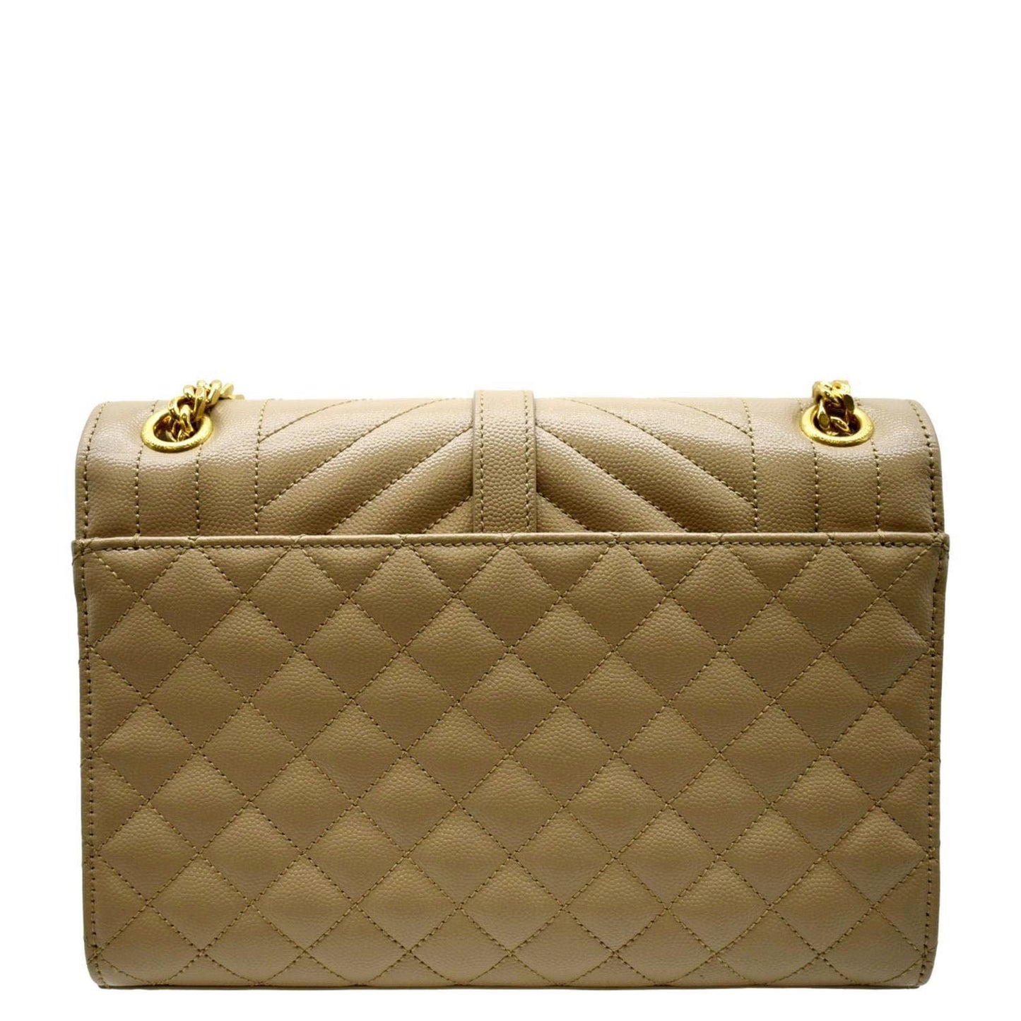 YSL Saint Laurent Yves Envelope Shoulder Bag Leather Matelasse Beige Laurent Envelope Flap