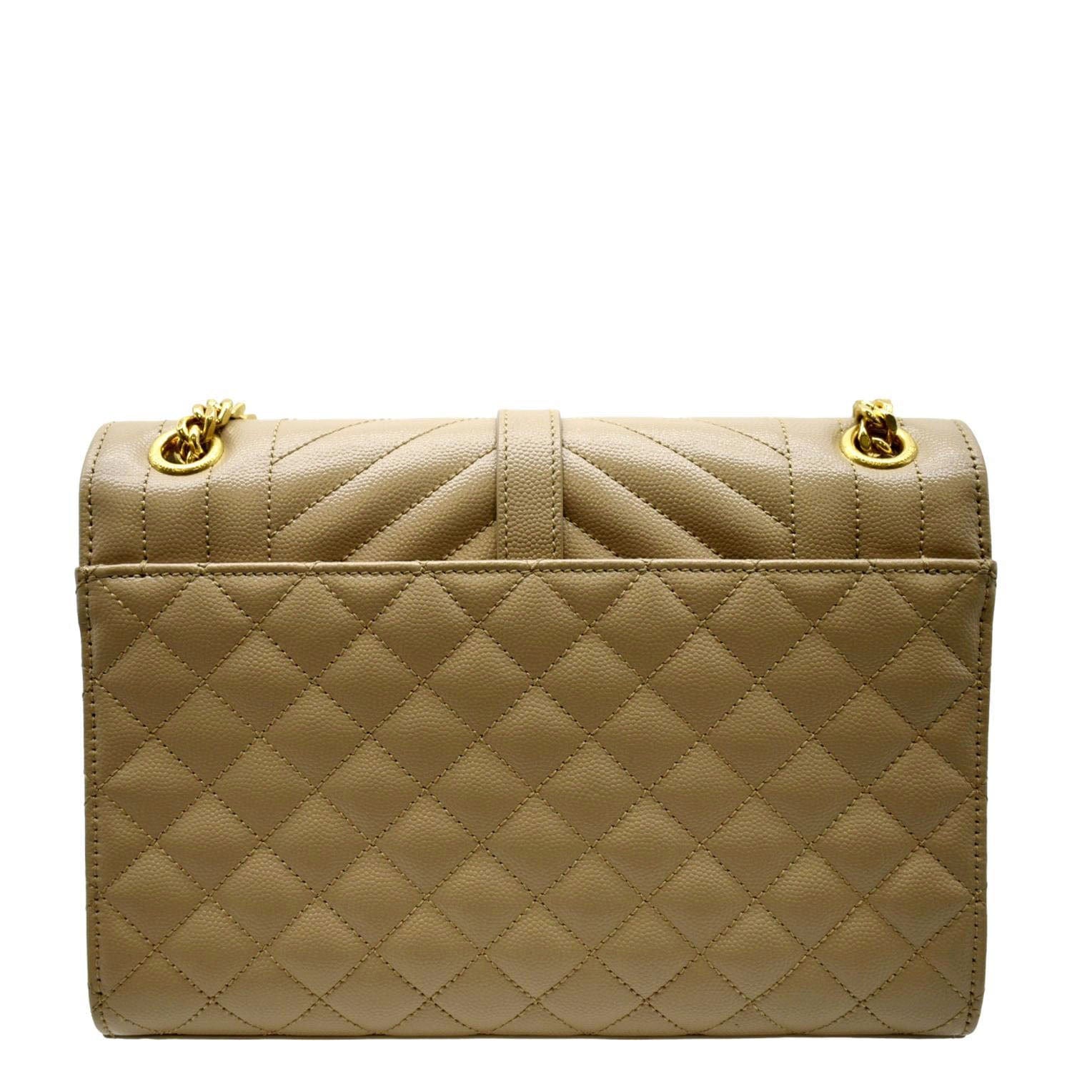 YSL Saint Laurent Yves Envelope Shoulder Bag Leather Matelasse Beige Laurent Envelope Flap