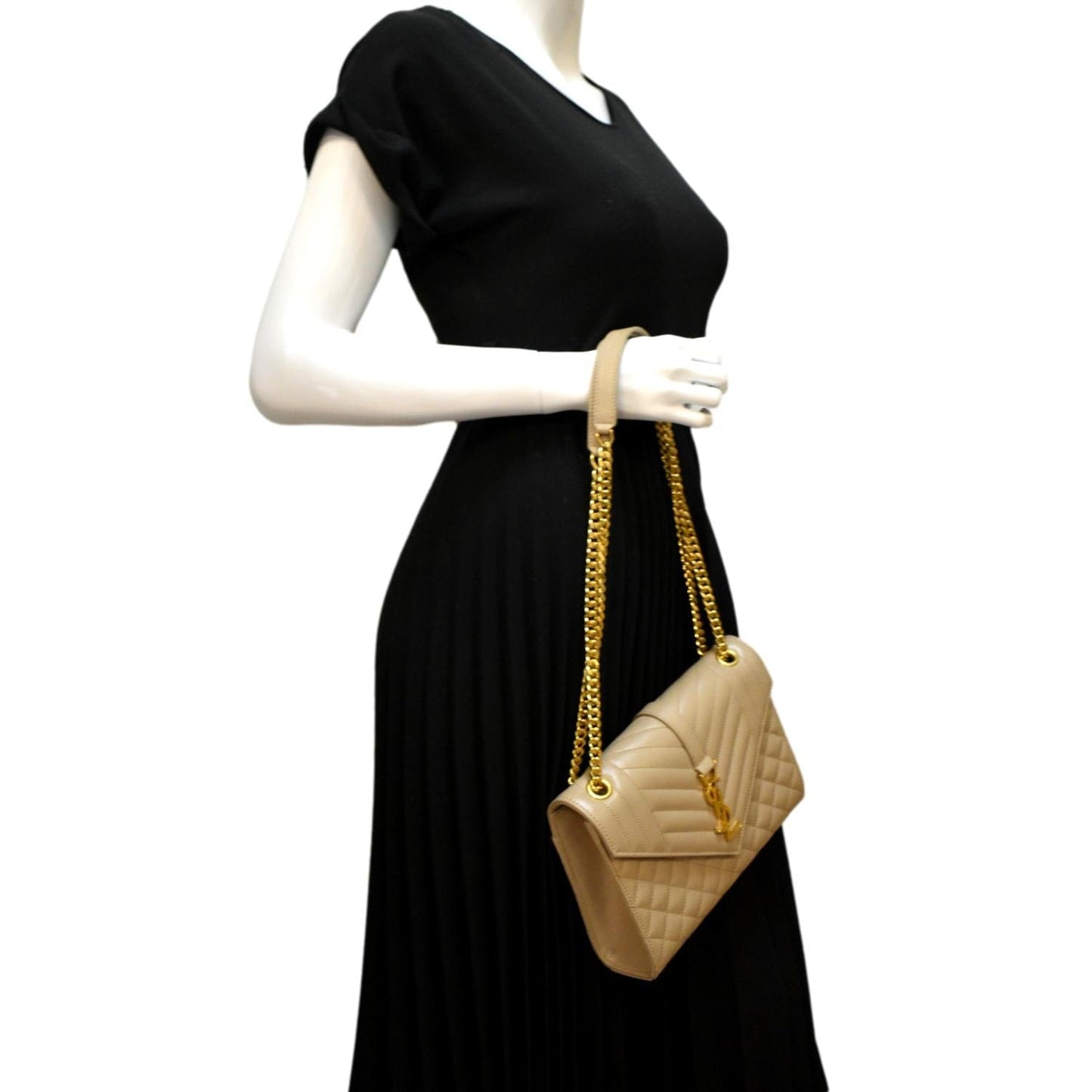 YSL Saint Laurent Saint Envelope Flap Shoulder Bag Leather Matelasse Envelope Flap