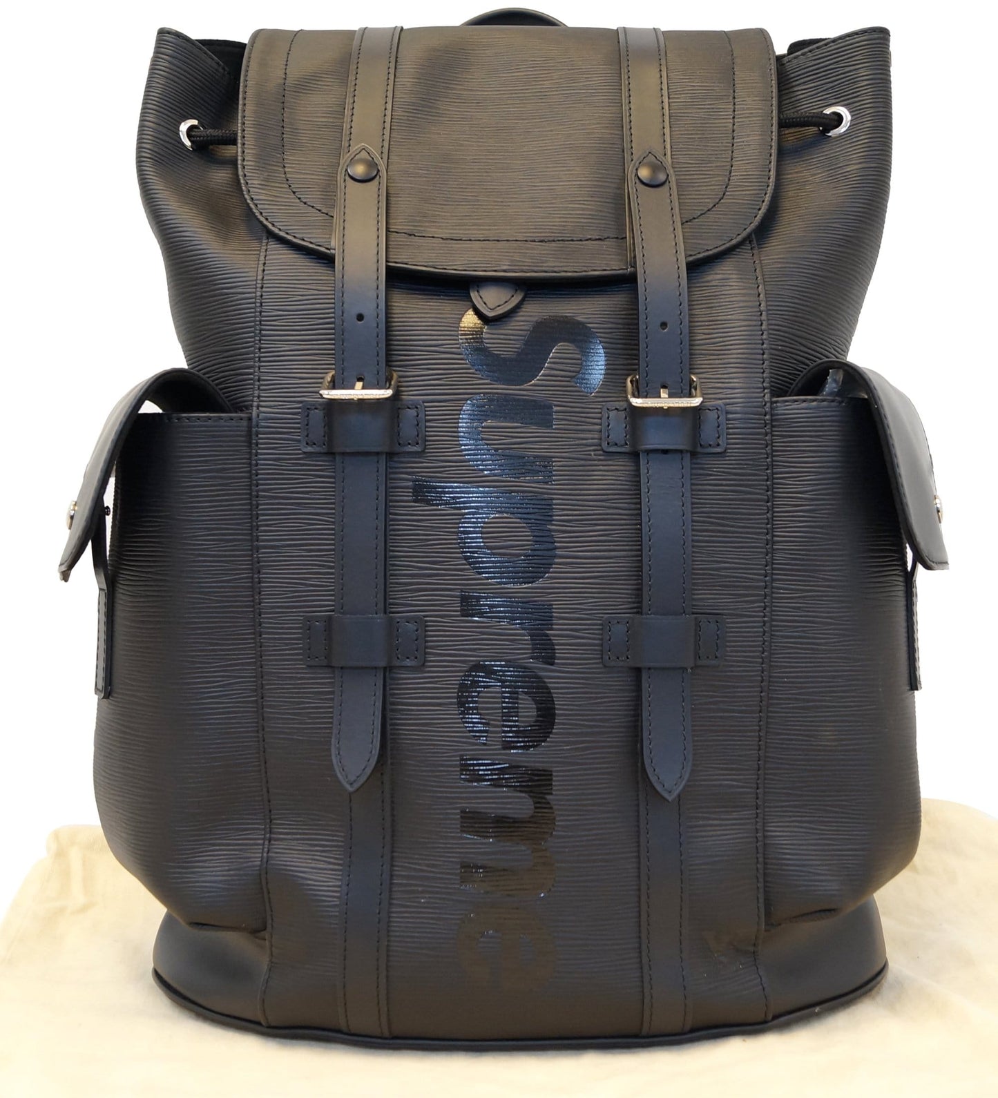 Louis Epi Supreme Christopher Backpack Bag Leather Black