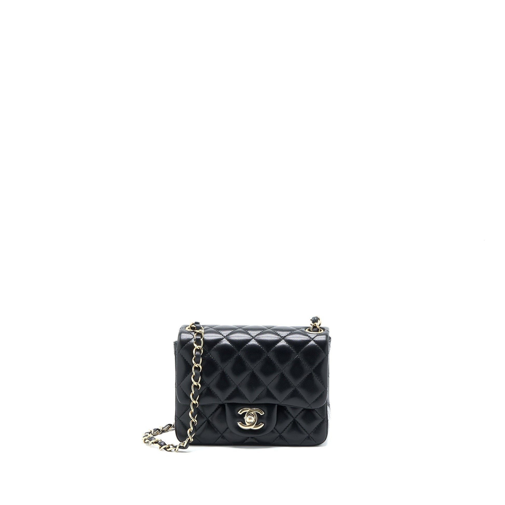 Chanel Classic Square Flap Lambskin LGHW Microchip Black Shoulder Bag Microchip 1