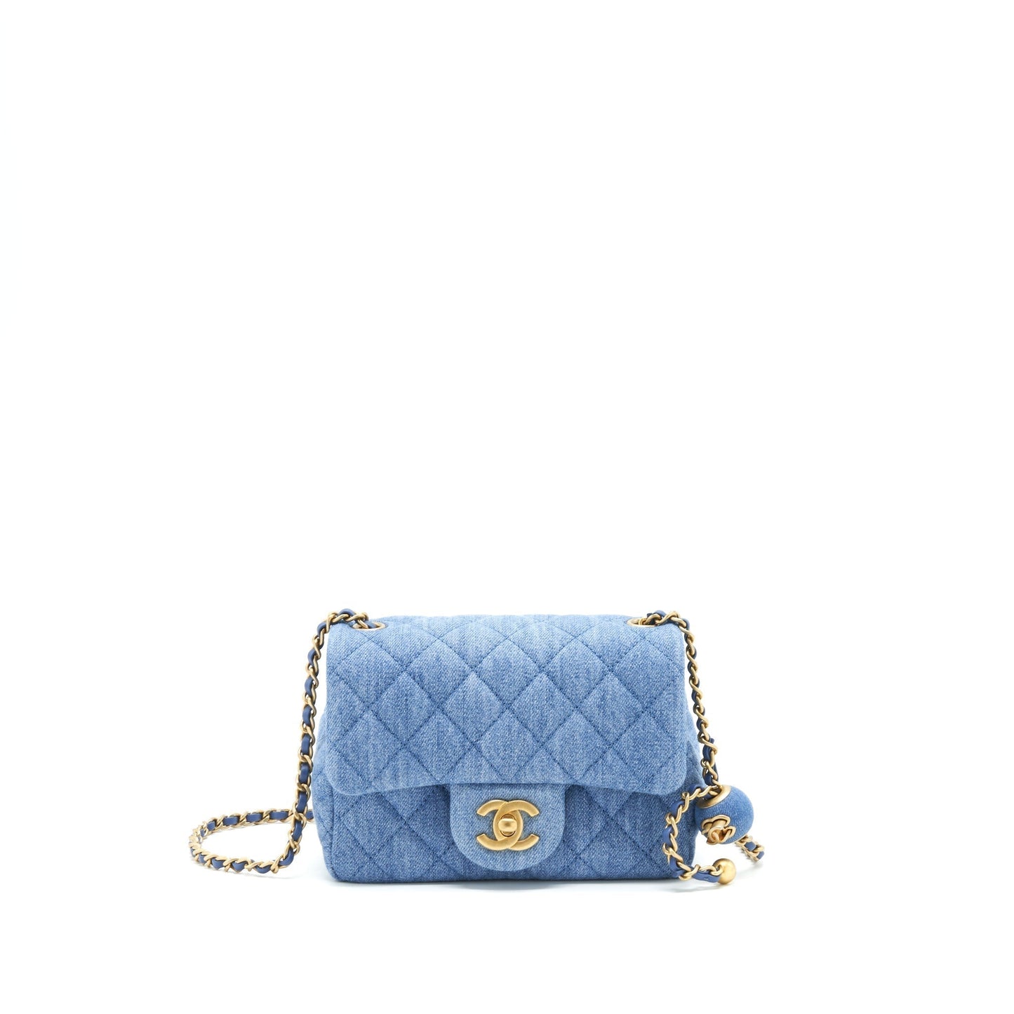 Chanel 22C Denim Pearl Crush Square Flap Shoulder Bag Bag 1