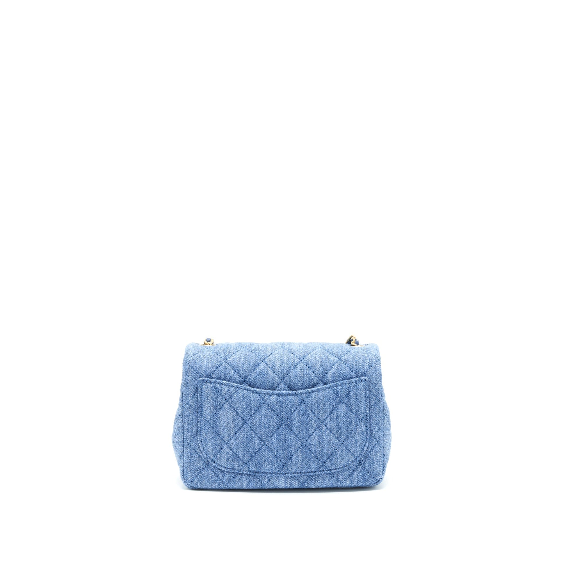 Chanel 22C Denim Pearl Crush Square Flap Shoulder Bag