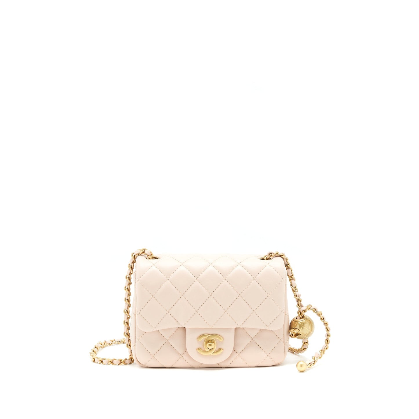 Chanel 22C Pearl Crush Square Flap Lambskin Pink Shoulder Bag 3