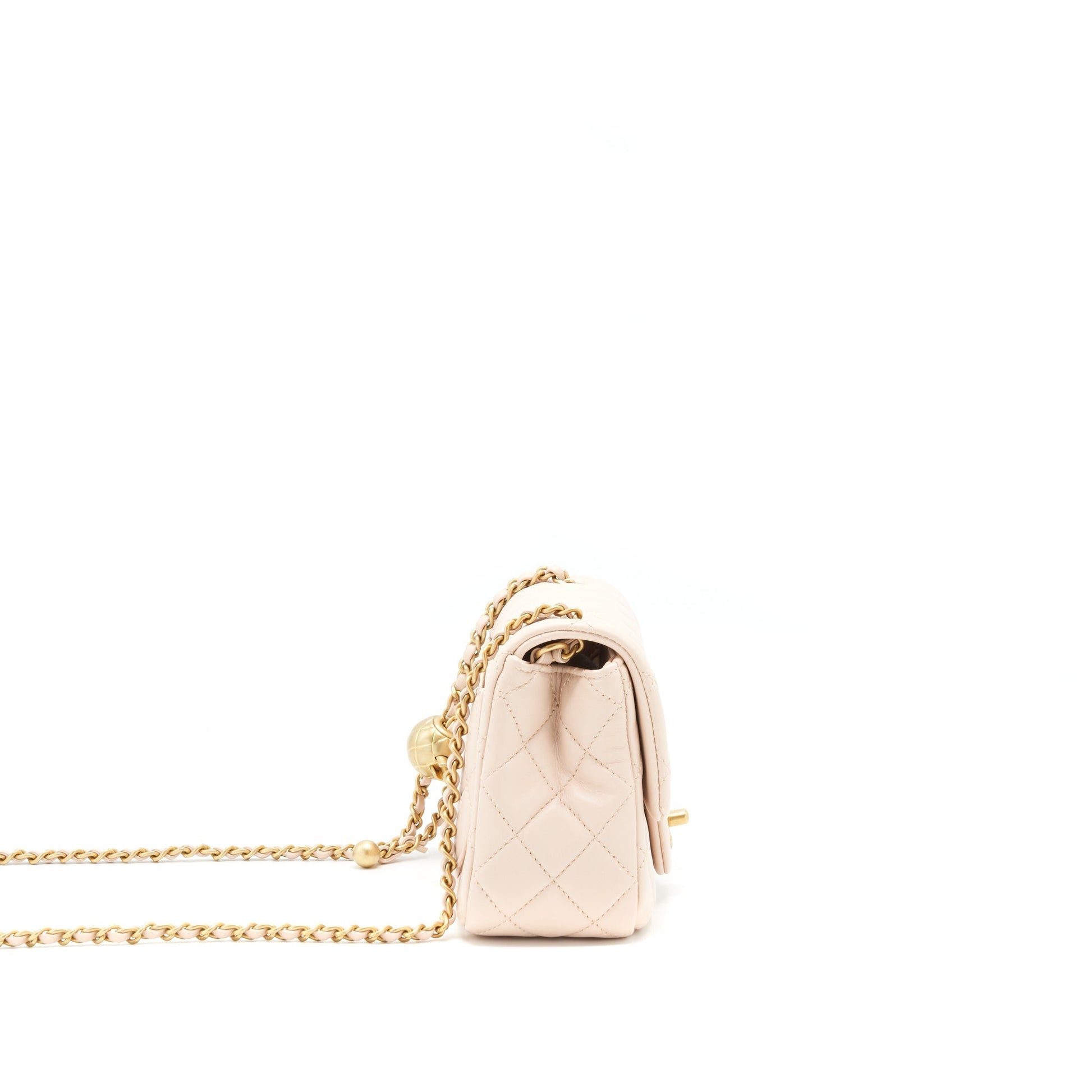 Chanel 22C Pearl Crush Square Flap Lambskin Pink Shoulder Bag