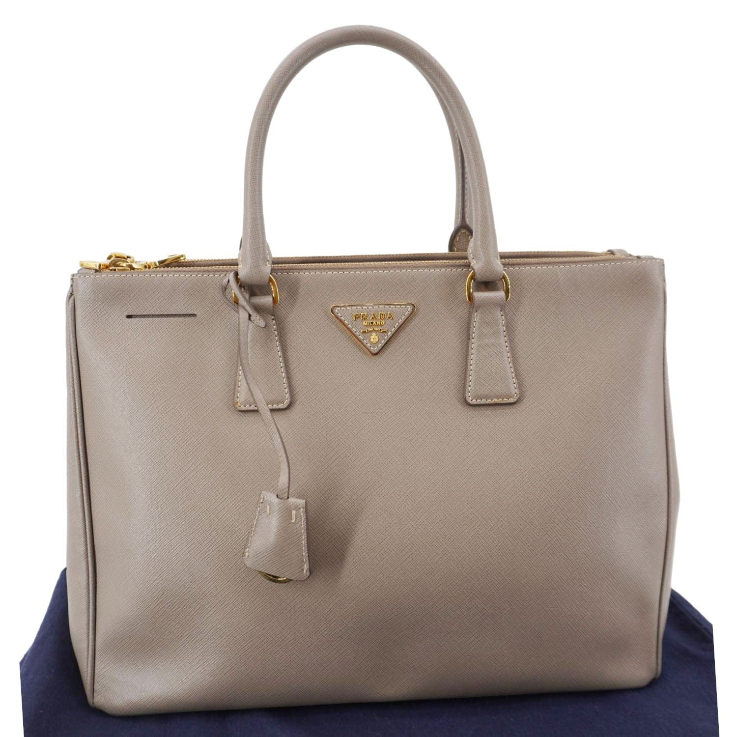 Double Zip Lux Saffiano Tote Argilla Handbag Leather Medium Tote Bag
