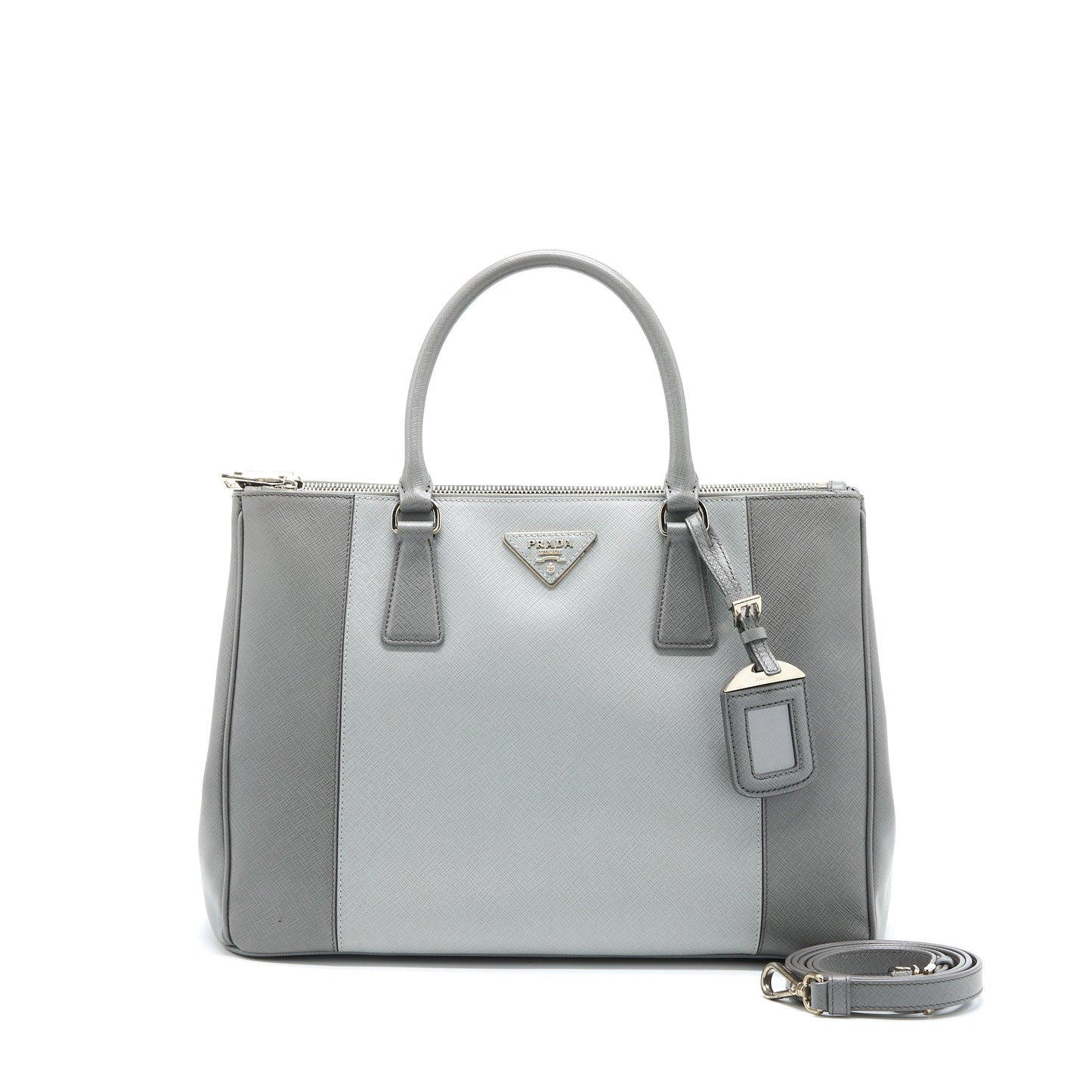 Prada Double Zip Tote Purse Saffiano Calfskin Multicolour Tote Bag