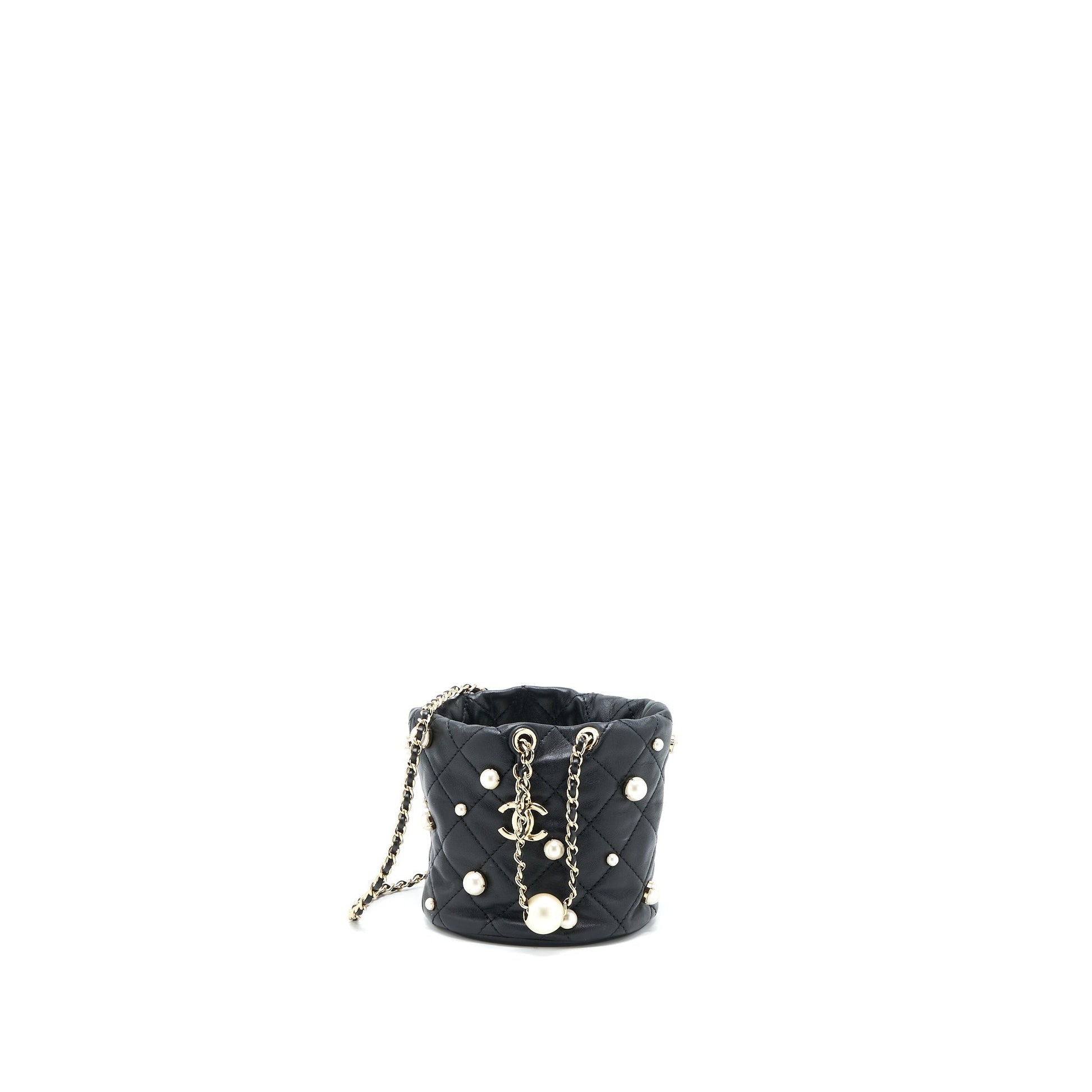 Chanel Pearly Bucket Lambskin LGHW Black Bucket Bag