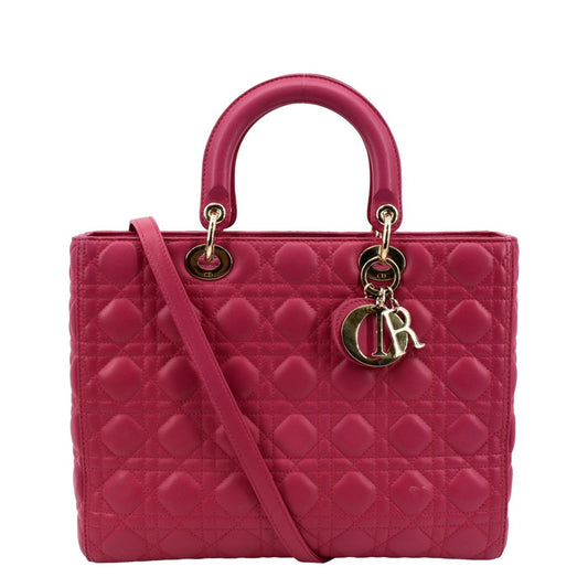 Dior Lady Cannage Lambskin Shoulder Bag Pink Large