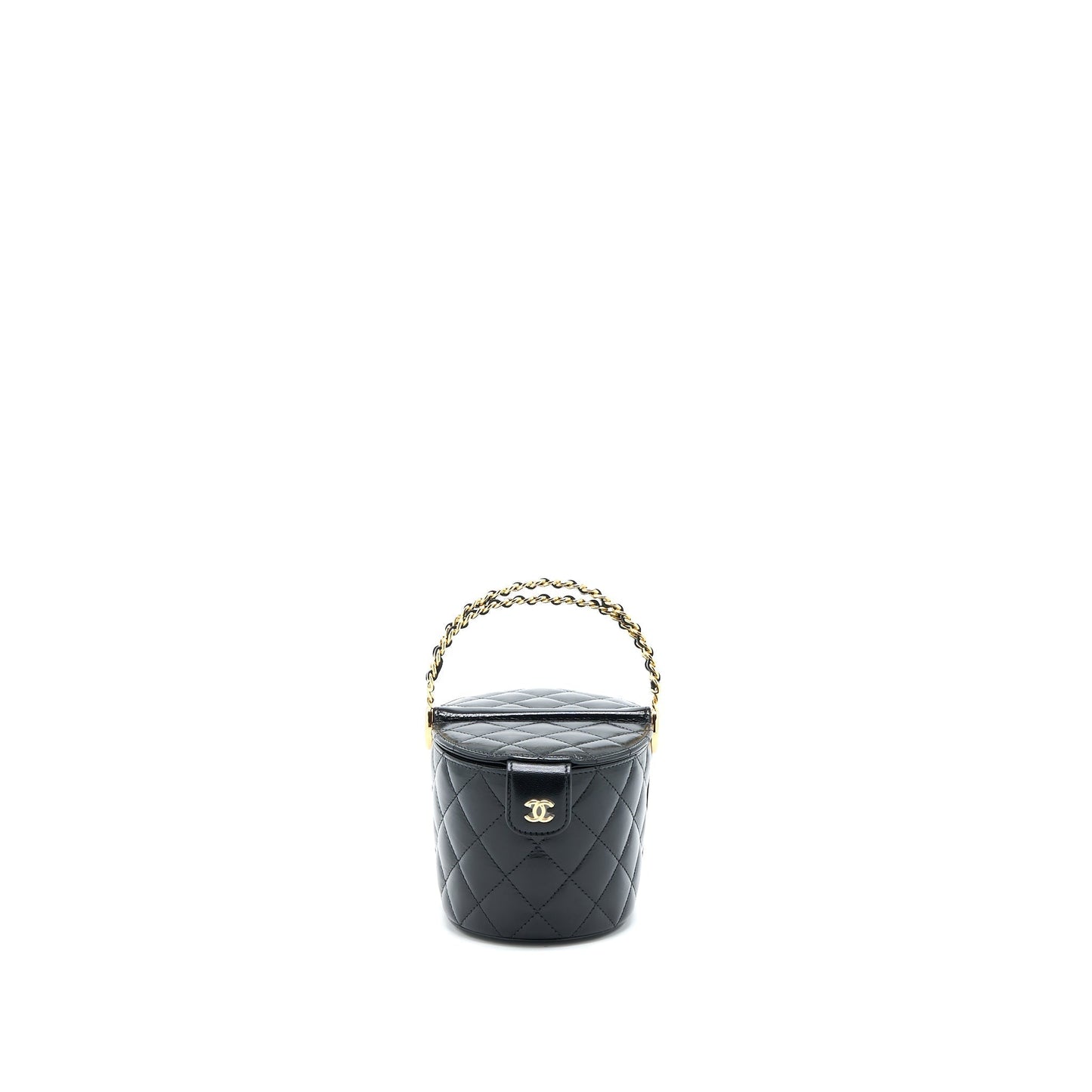 Chanel 23C Flap Bucket Lambskin GHW Microchip Black Bucket Bag