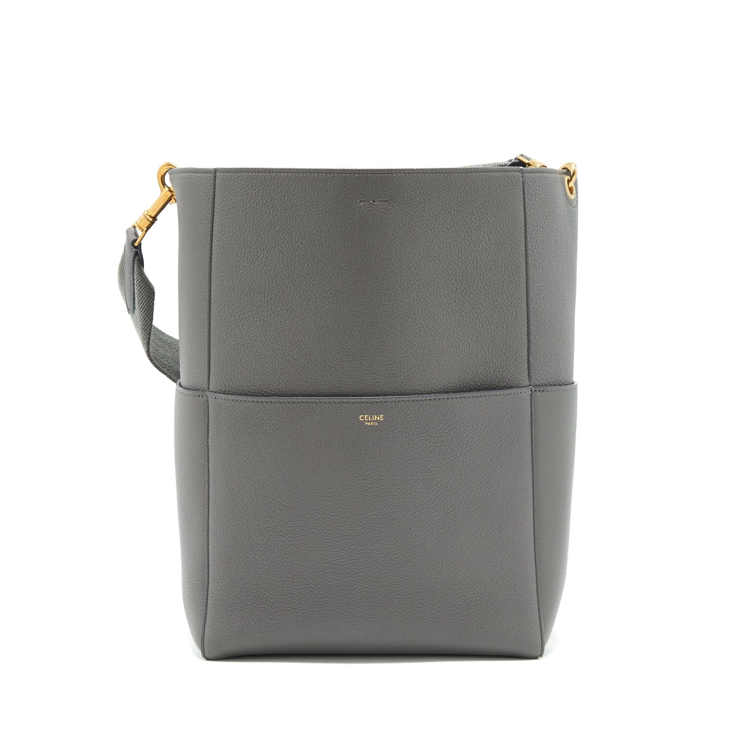 Celine Sangle Purse Grey Handbag Bucket Bucket Bag