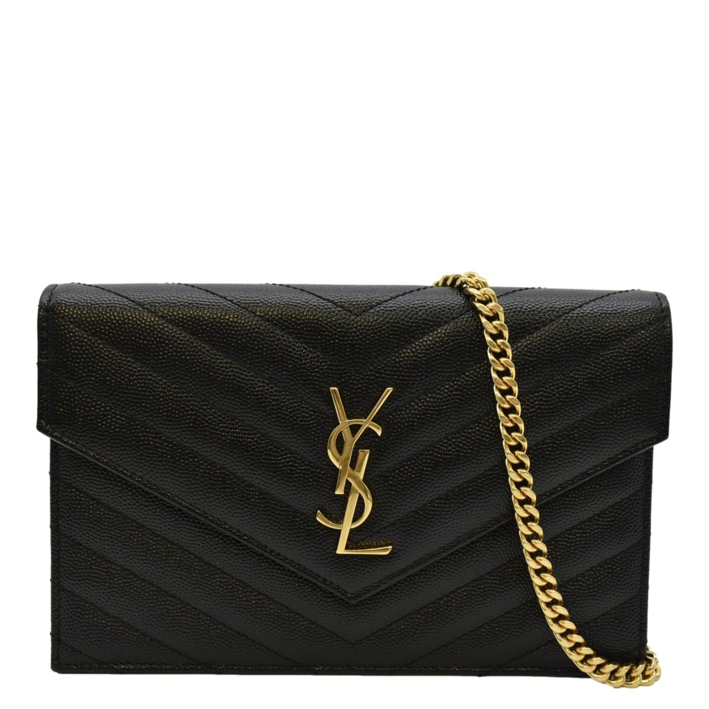 YSL Saint Laurent Saint Cassandre Wallet Crossbody Bag Matelasse Black