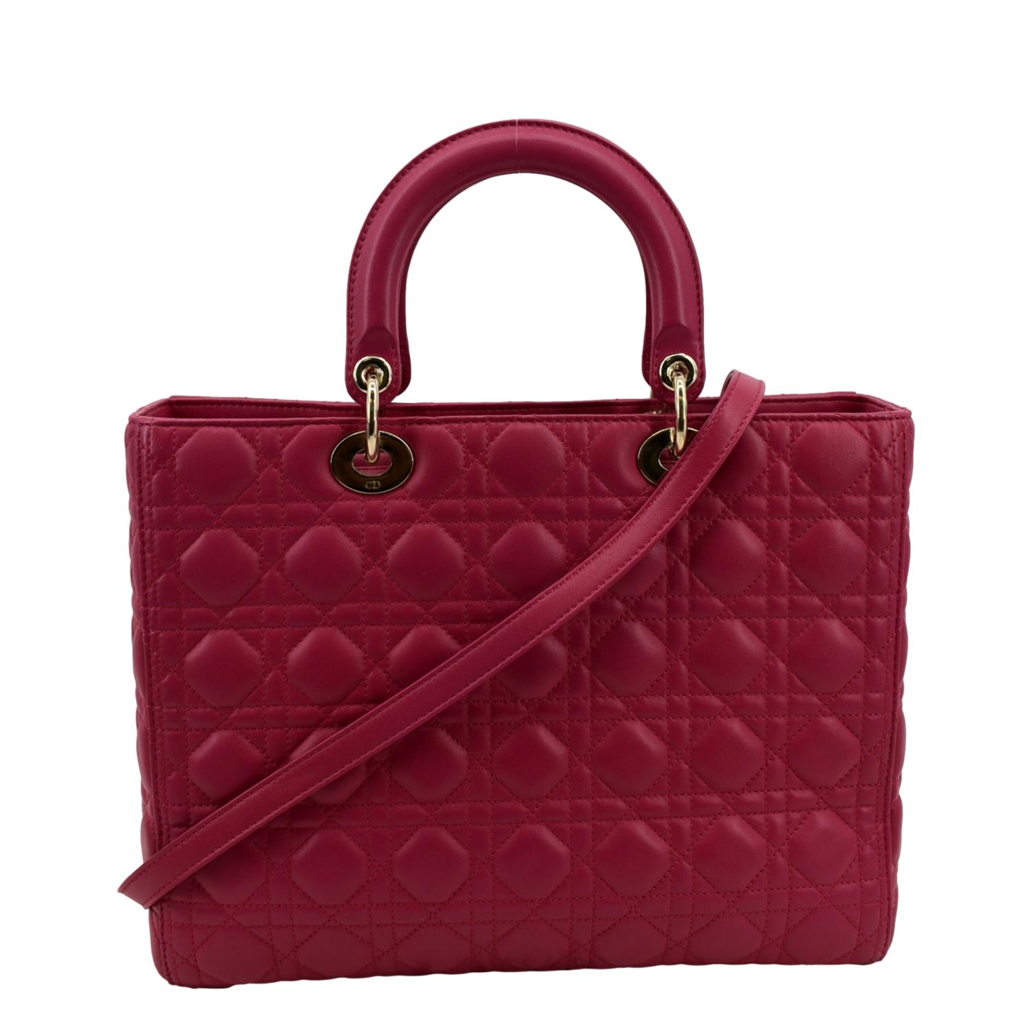 Dior Lady Cannage Shoulder Bag Lambskin Pink Large