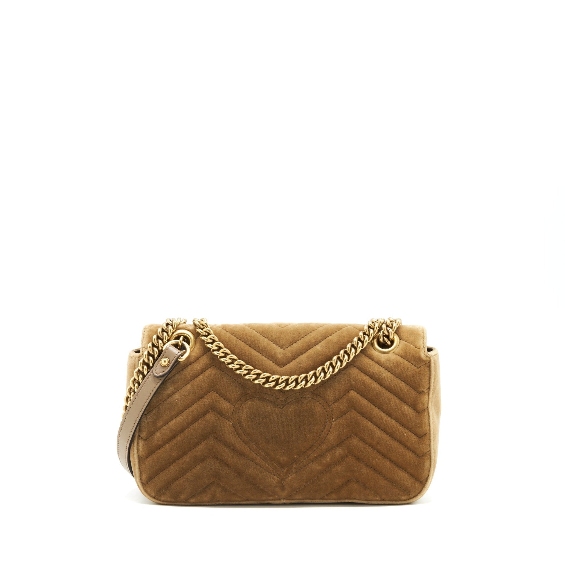 Gucci Marmont Bag Velvet Gold Tan Travel Bag