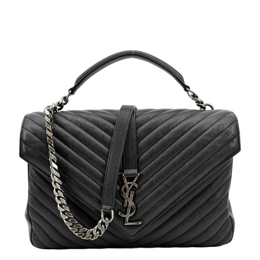 YSL Saint Laurent Saint College Lambskin Shoulder Chain Bag Leather Black Shoulder Bag