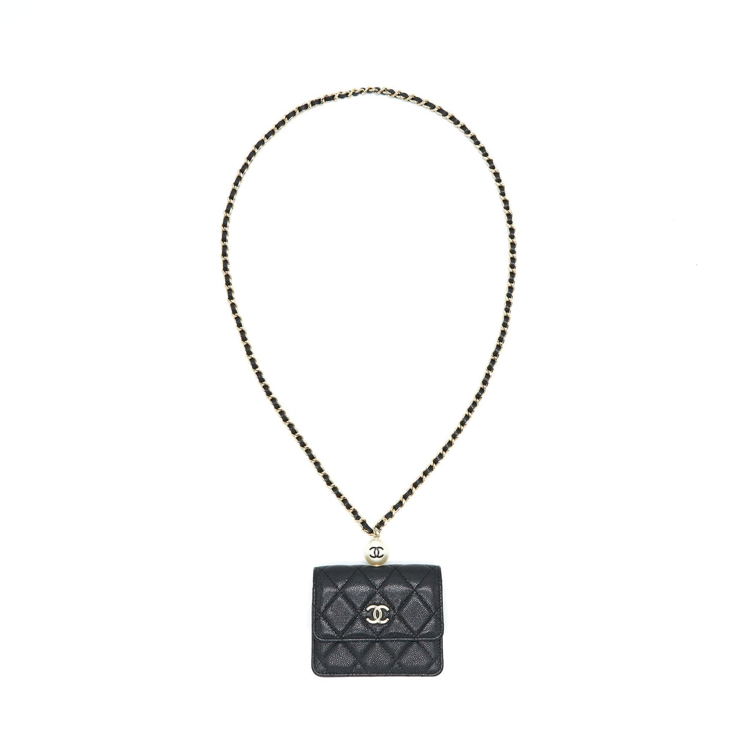 Chanel Flap Coin Purse Caviar LGHW Black Wallet Case