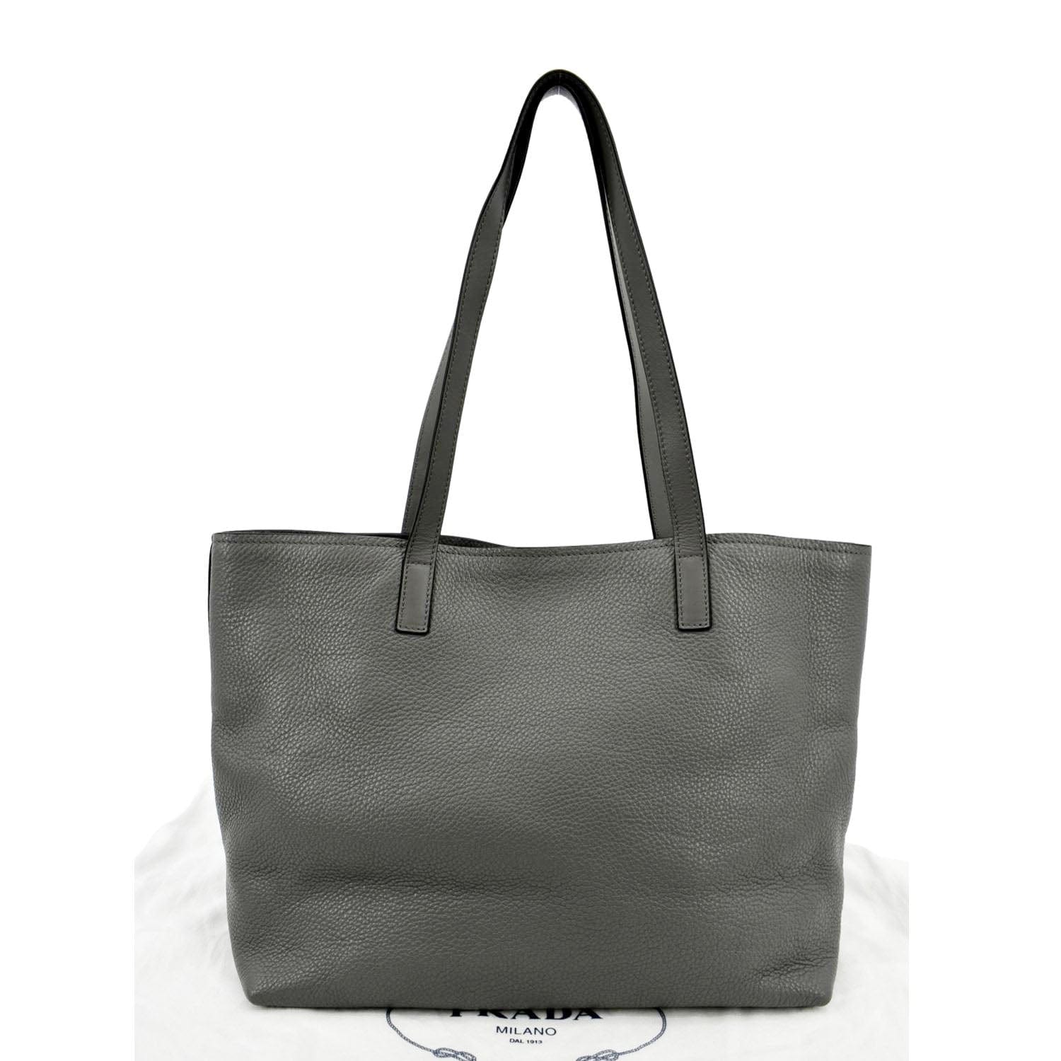 Vitello Daino Tote Bag Dark Grey Leather