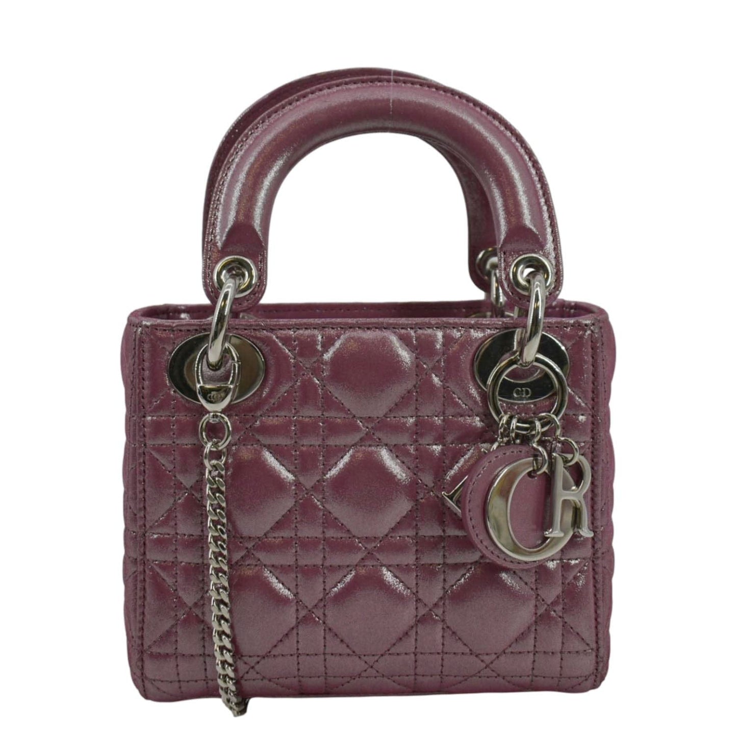 Dior Lady Pearlescent Cannage Shoulder Bag Dark Lambskin Pink Mini