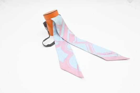 Hermes 'Les Coupes Tattoo' Twilly In Pale And Blue Pink Travel Bag