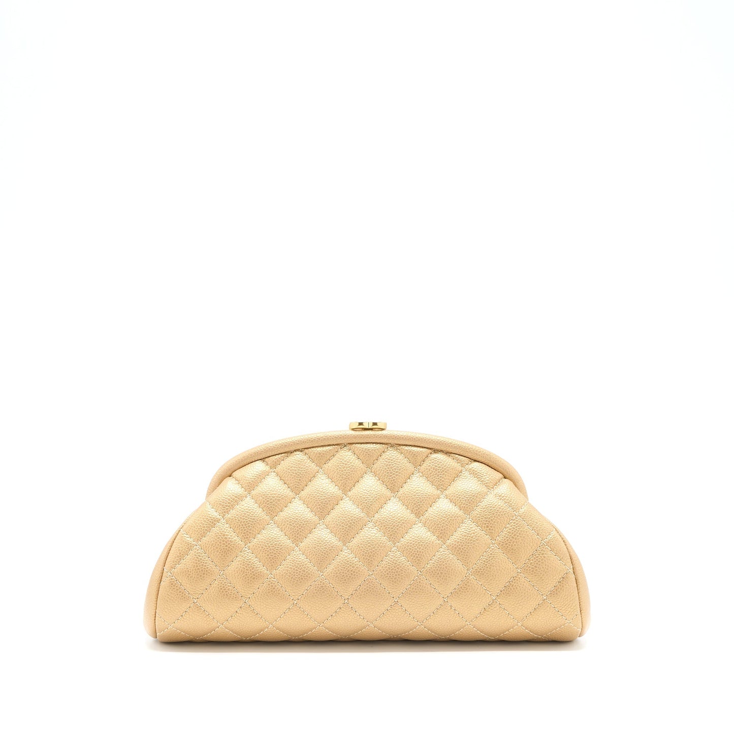 Chanel Timeless Caviar Brushed GHW Gold Clutch Bag