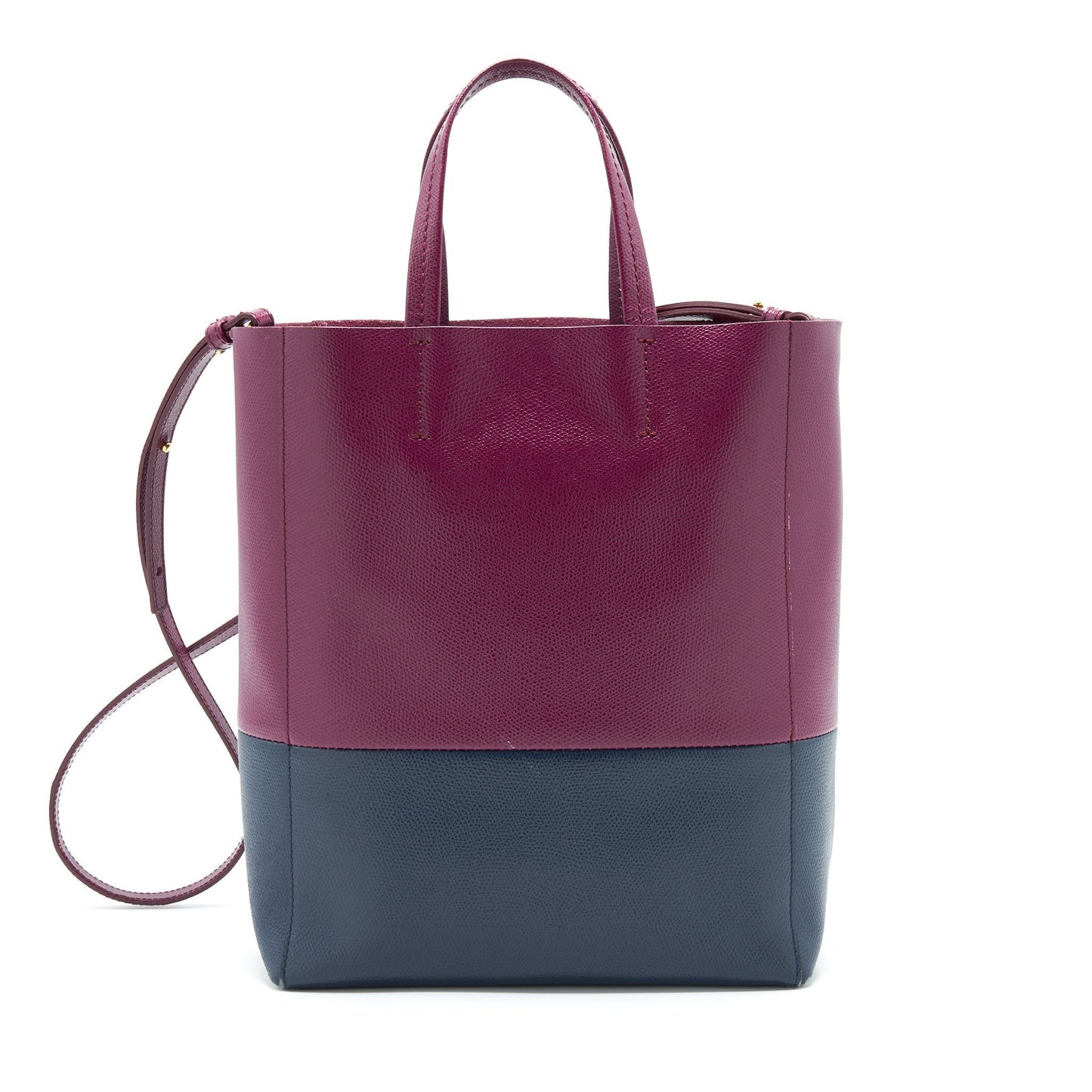 Celine Vertical Cabas Purse Plum Steel Handbag Blue Small Travel Bag
