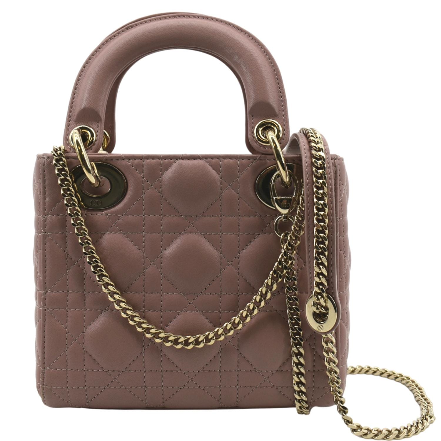Dior Lady Cannage Lambskin Shoulder Bag Blush Leather Mini