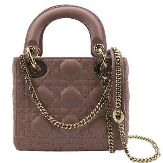 Dior Lady Cannage Lambskin Shoulder Bag Blush Leather Mini