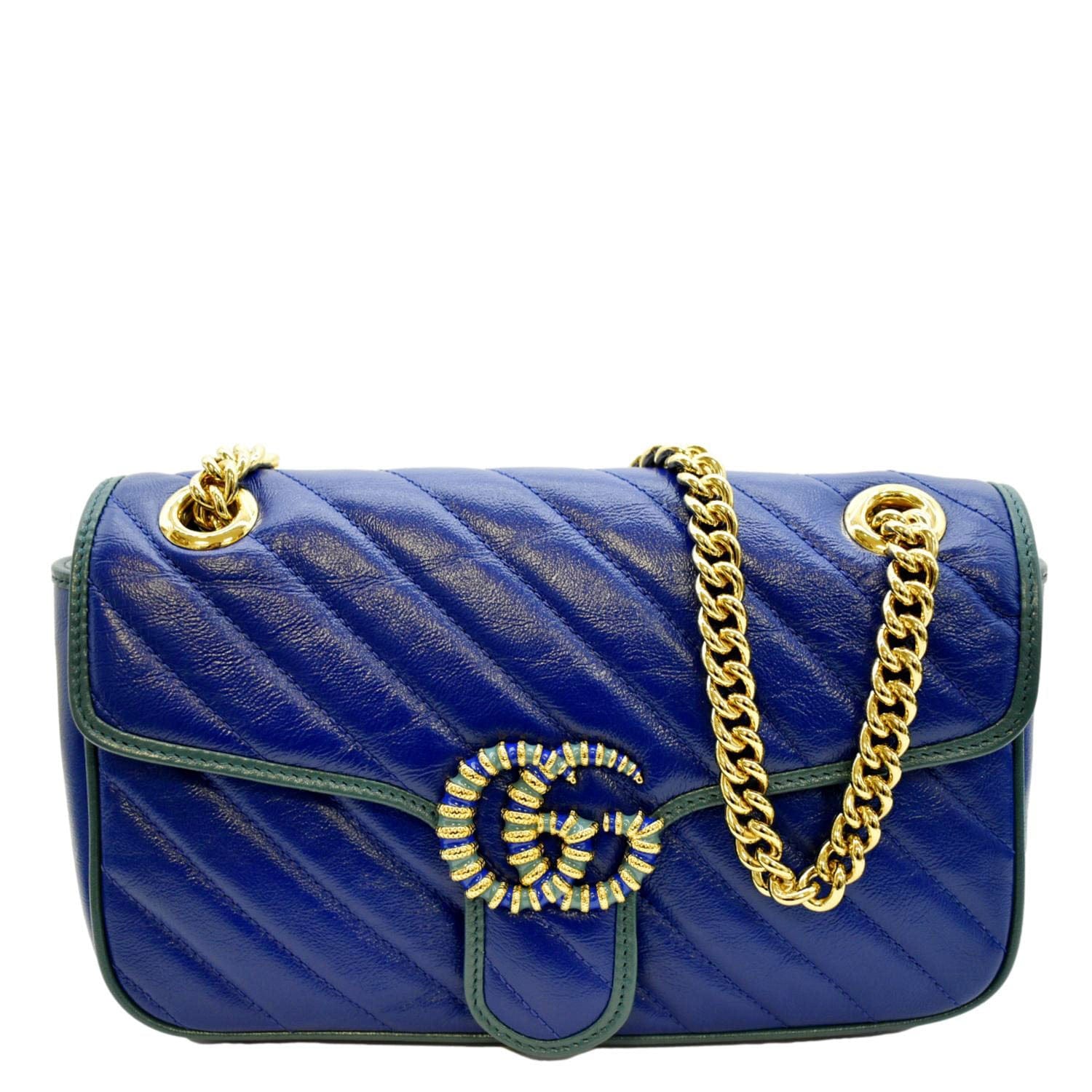 Gucci Marmont Shoulder Bag Leather Blue