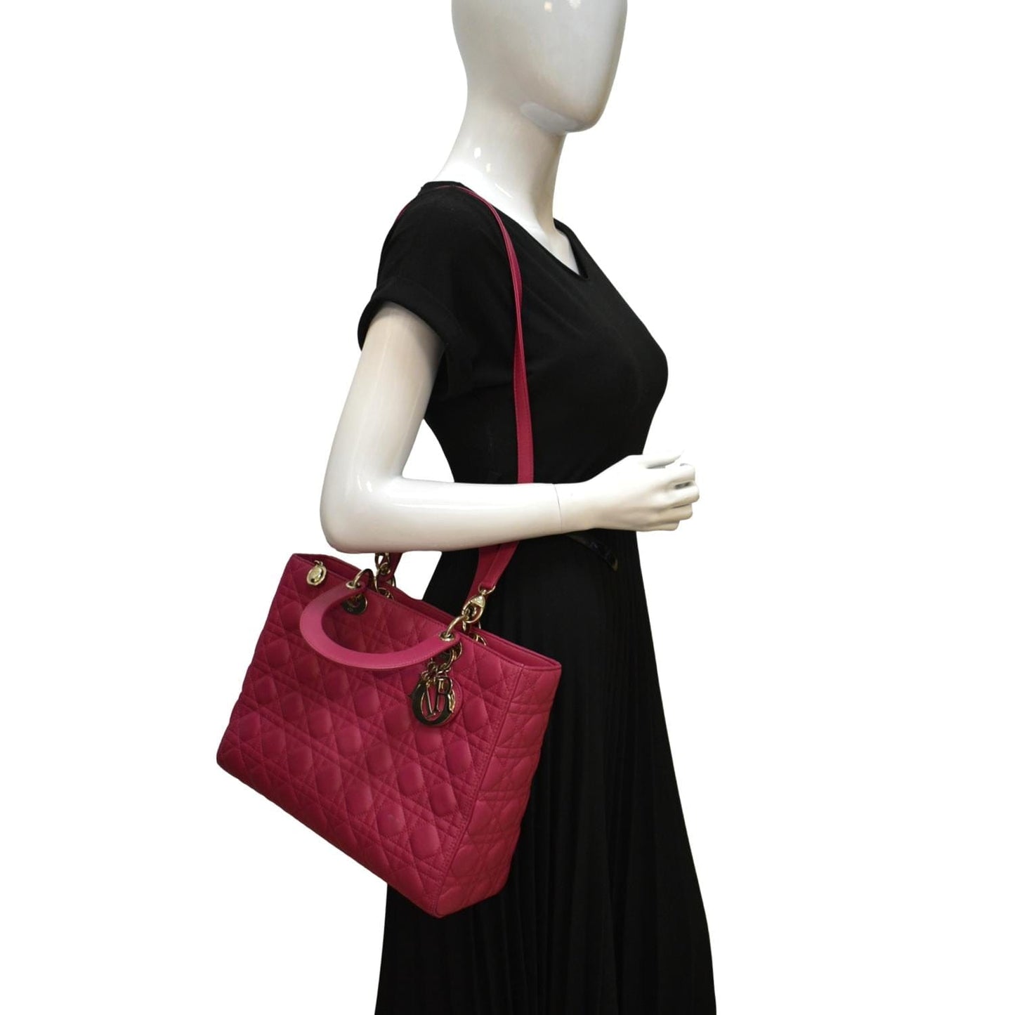 Dior Lady Cannage Shoulder Bag Lambskin Pink Large