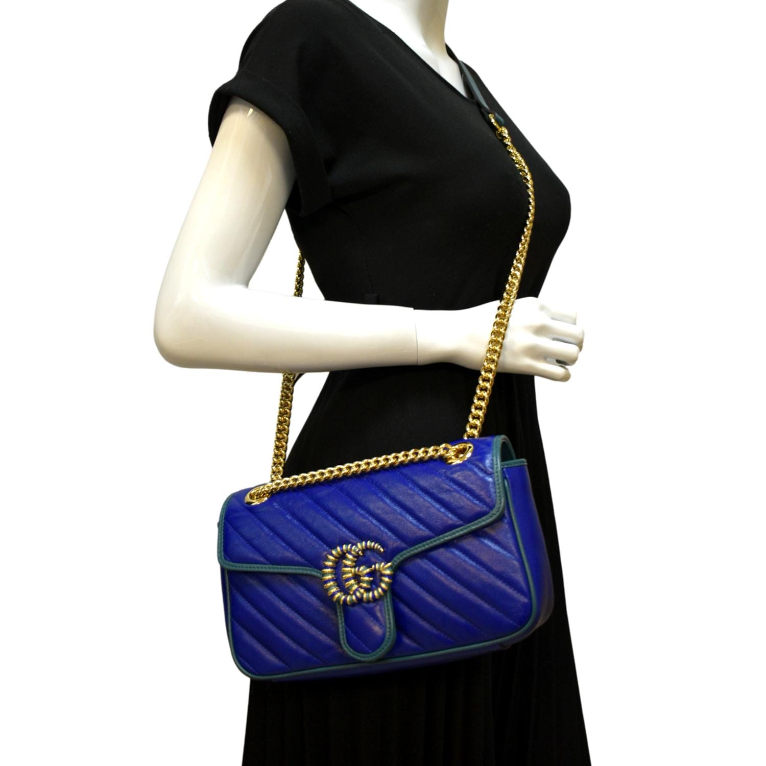 Gucci Marmont Shoulder Bag Leather Blue