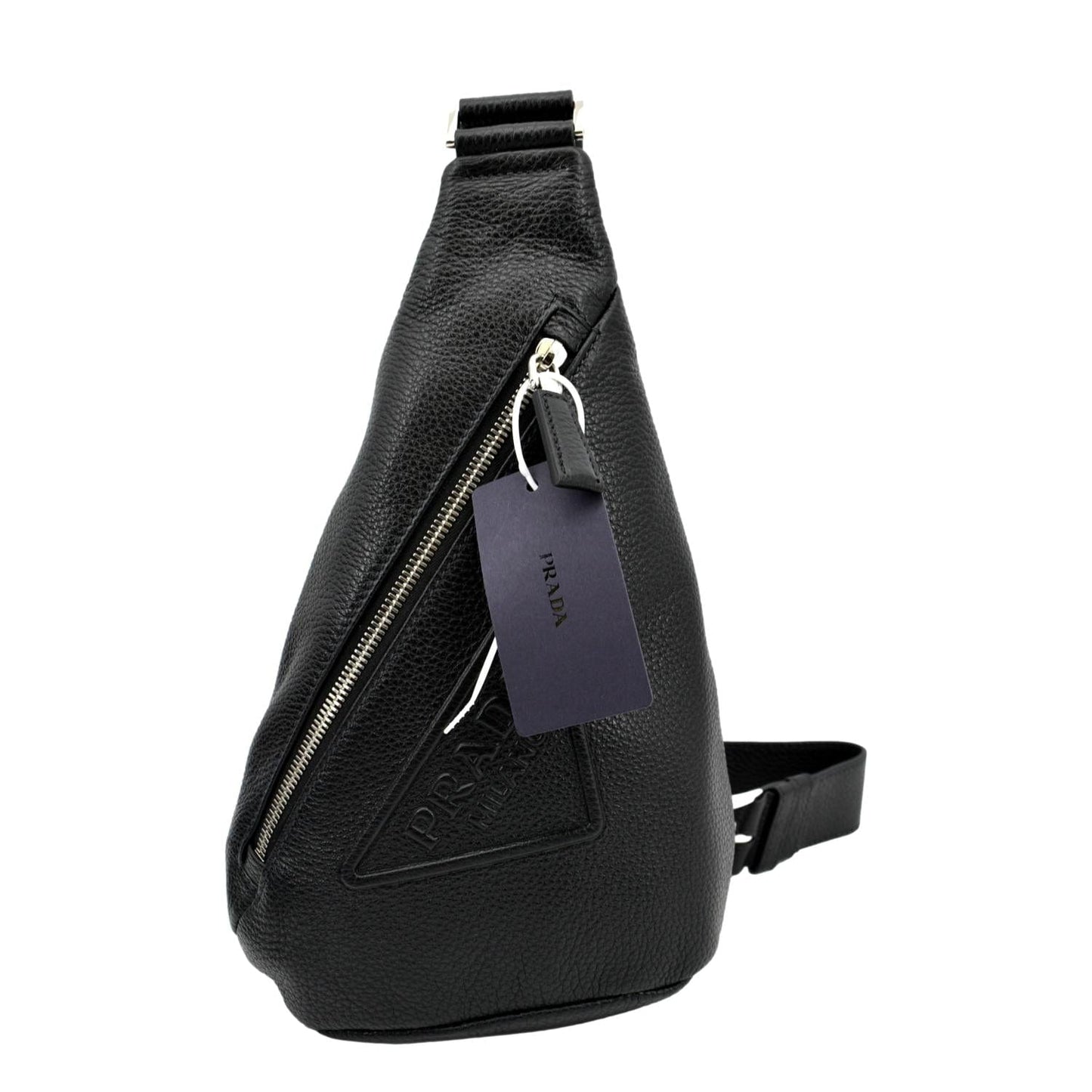 Prada Triangle Sling Shoulder Bag Leather Black