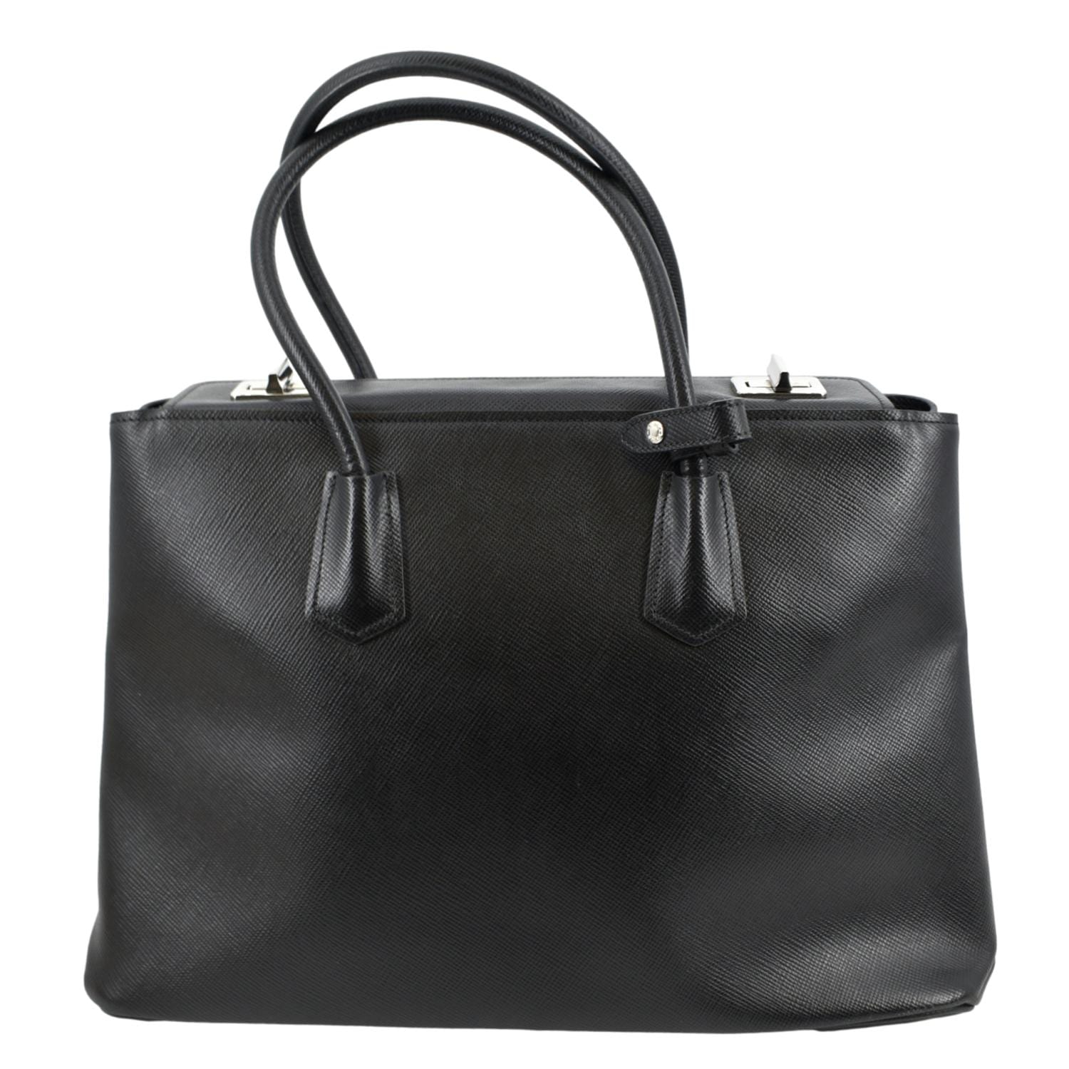 Turnlock Saffiano Cuir Shoulder Bag Leather Black