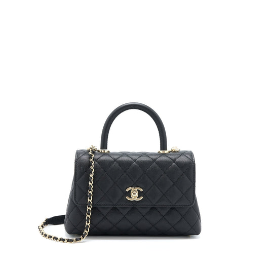 Chanel Coco Handle Flap Caviar LGHW Microchip Black Small Shoulder Bag