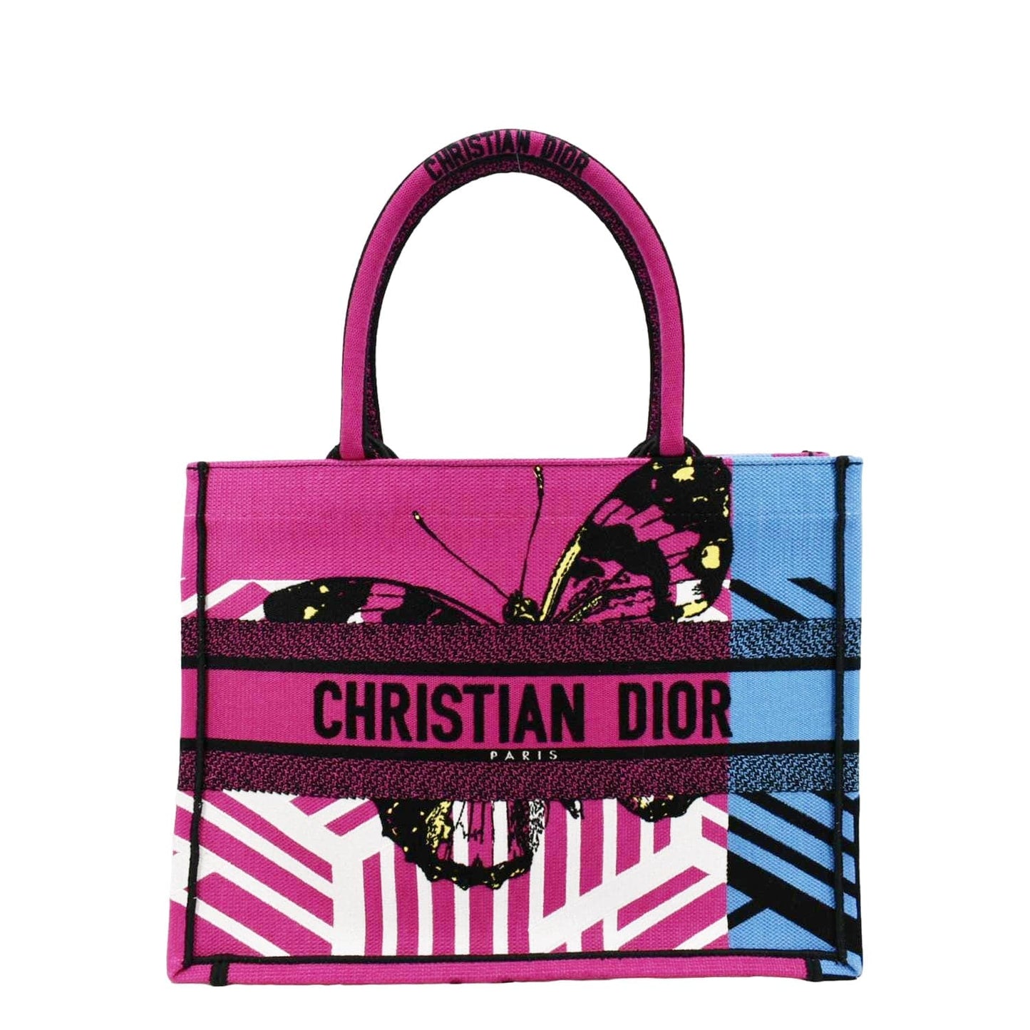 Dior Butterfly Book Tote Bag Canvas Pink Butterfly Book Tote