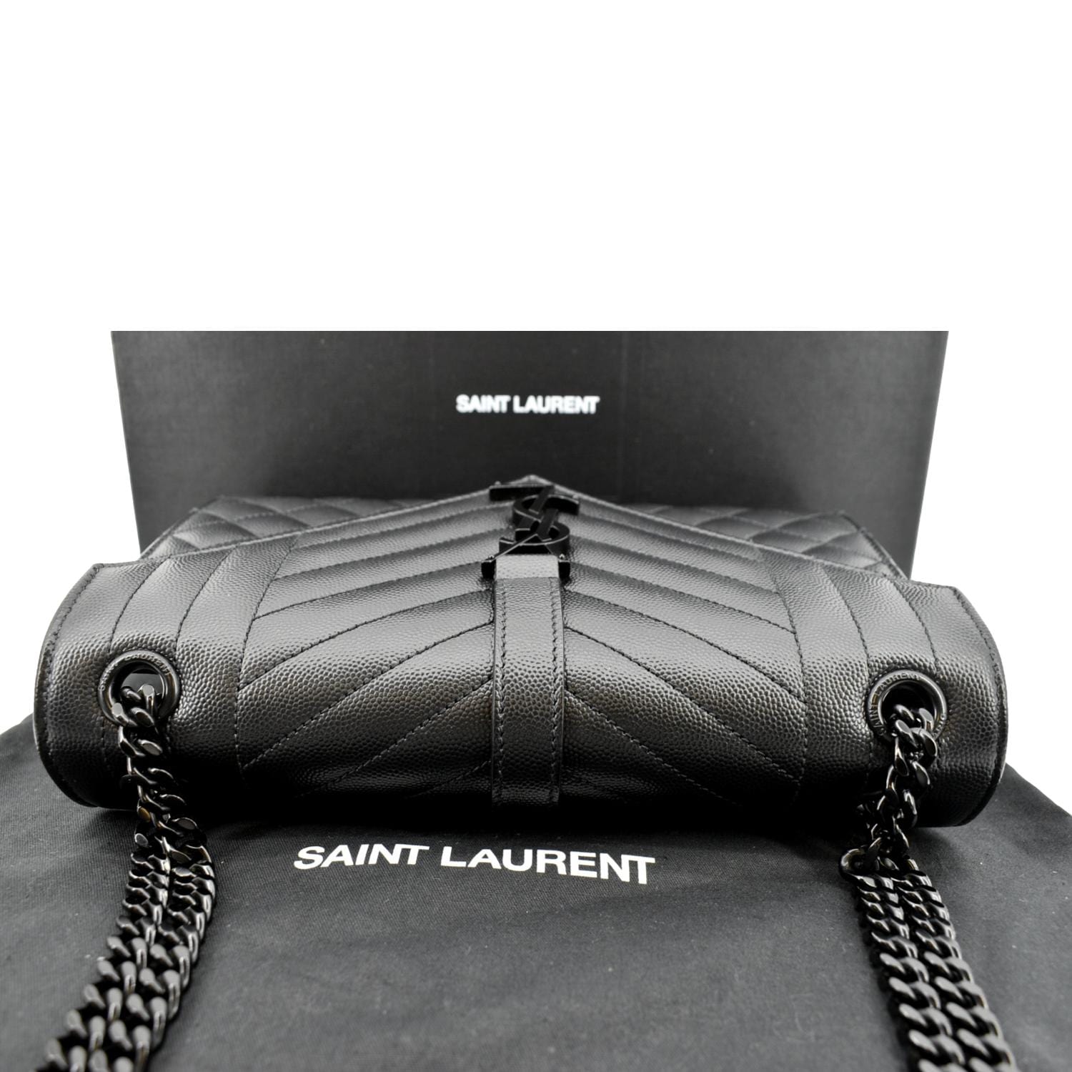 YSL Saint Laurent Yves Envelope Matelass Shoulder Bag Leather Black Small Laurent Small Envelope