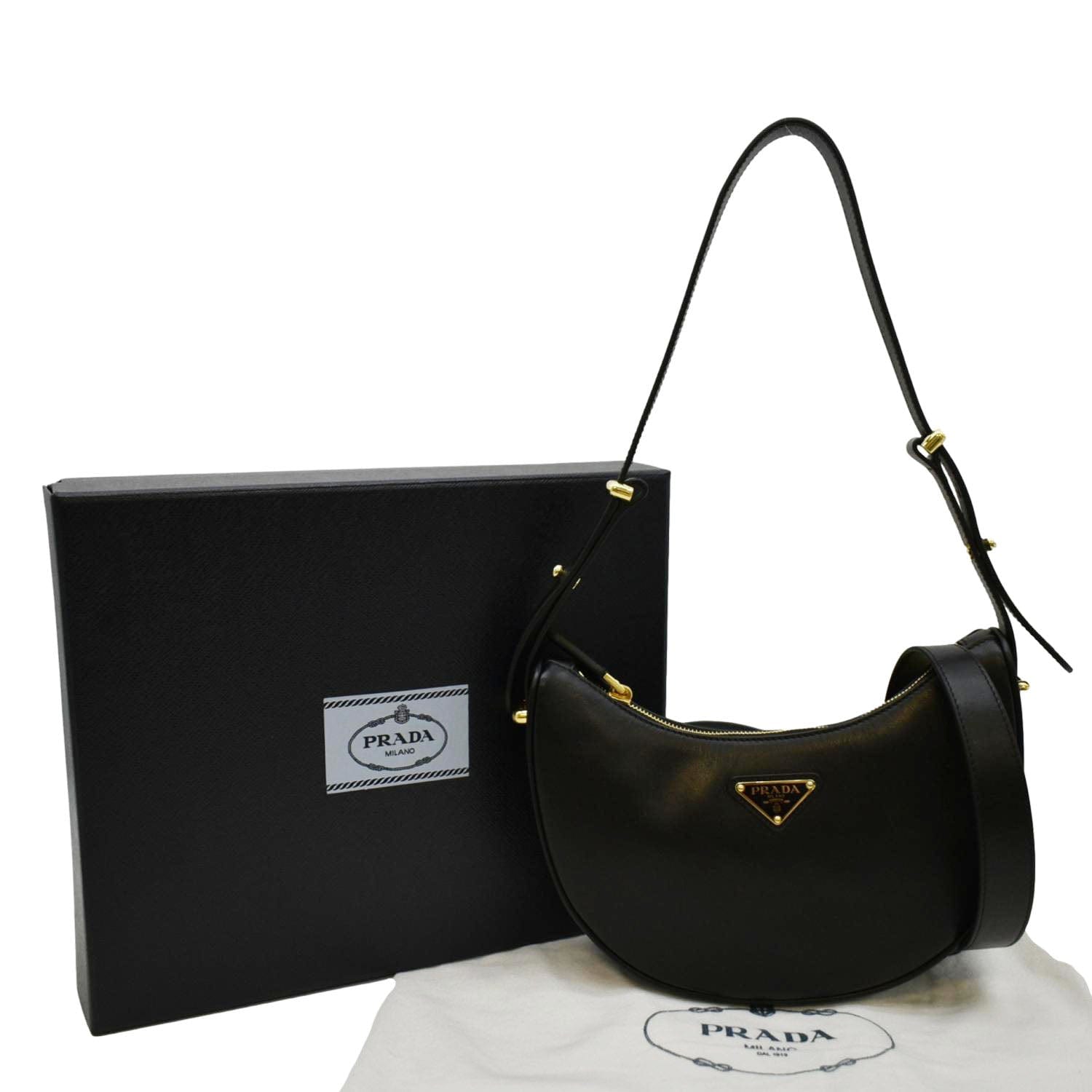 Prada Arque Shoulder Bag Leather Black