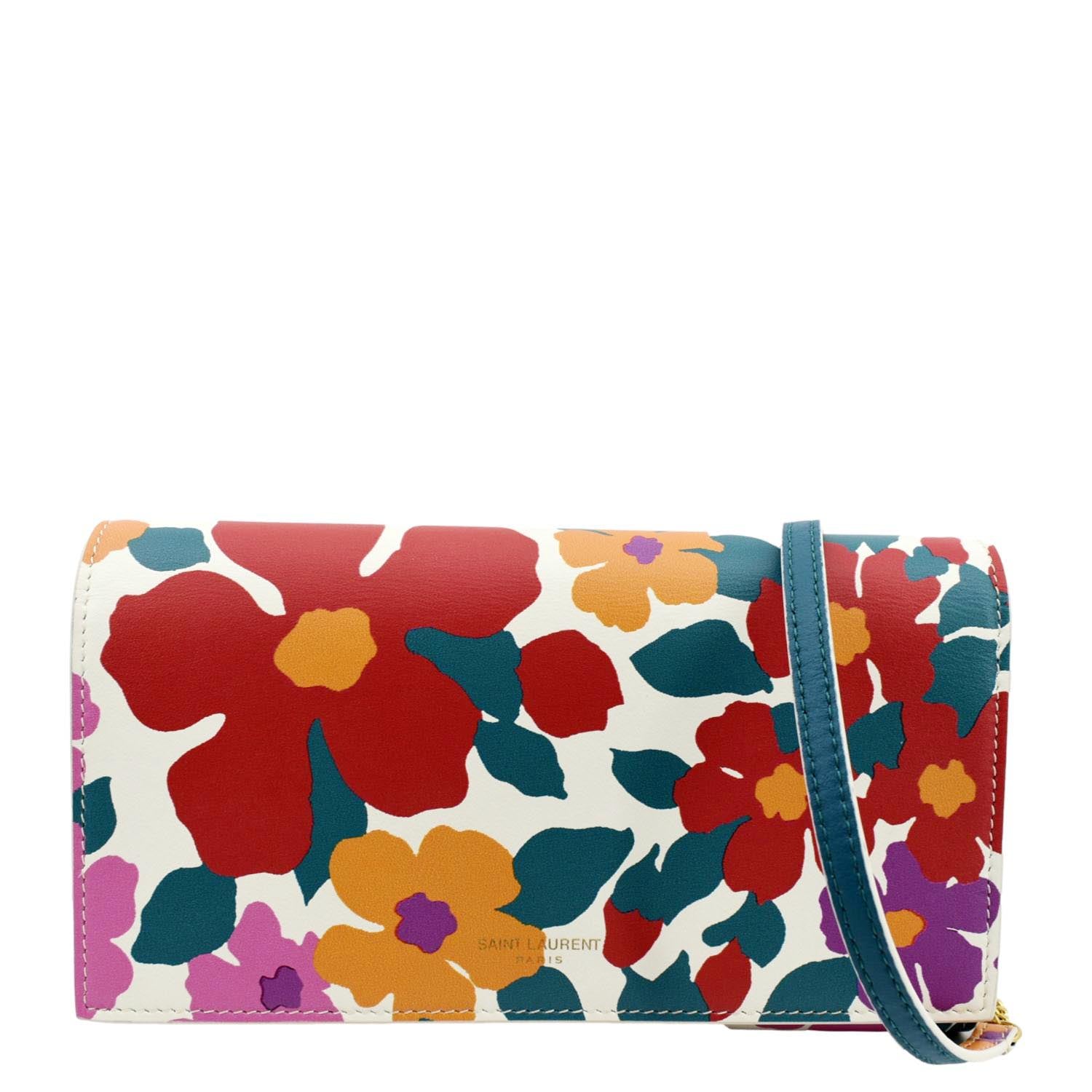 YSL Saint Laurent Saint Floral Print Shoulder Bag Multicolor Leather Crossbody Bag