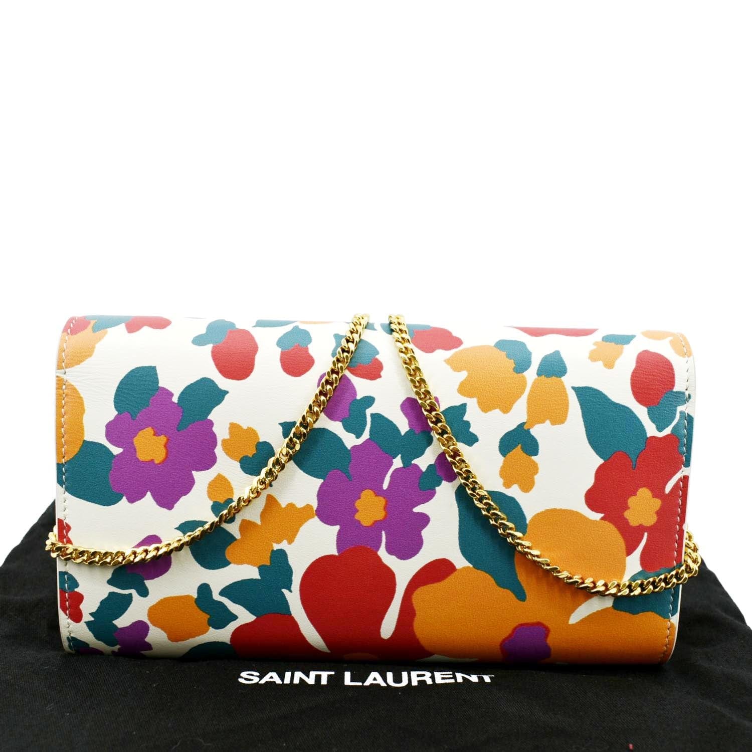 YSL Saint Laurent Yves Floral Print Shoulder Bag Leather Multicolor